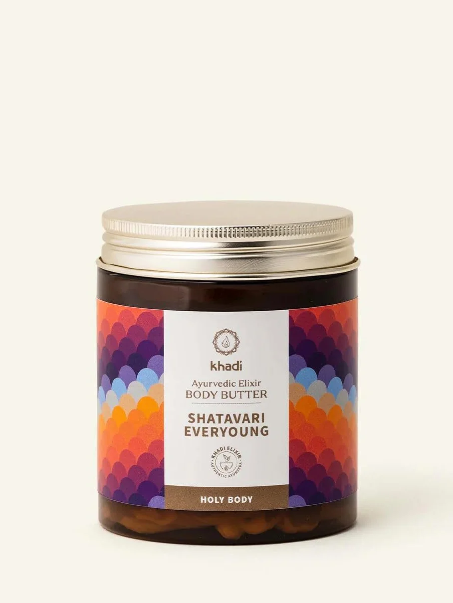 khadi SHATAVARI EVERYOUNG Manteca corporal ayurvédica, rica manteca corporal, repara, suaviza y hace la piel más resistente, Cosméticos naturales 100% certificados y veganos certificada - 100ml