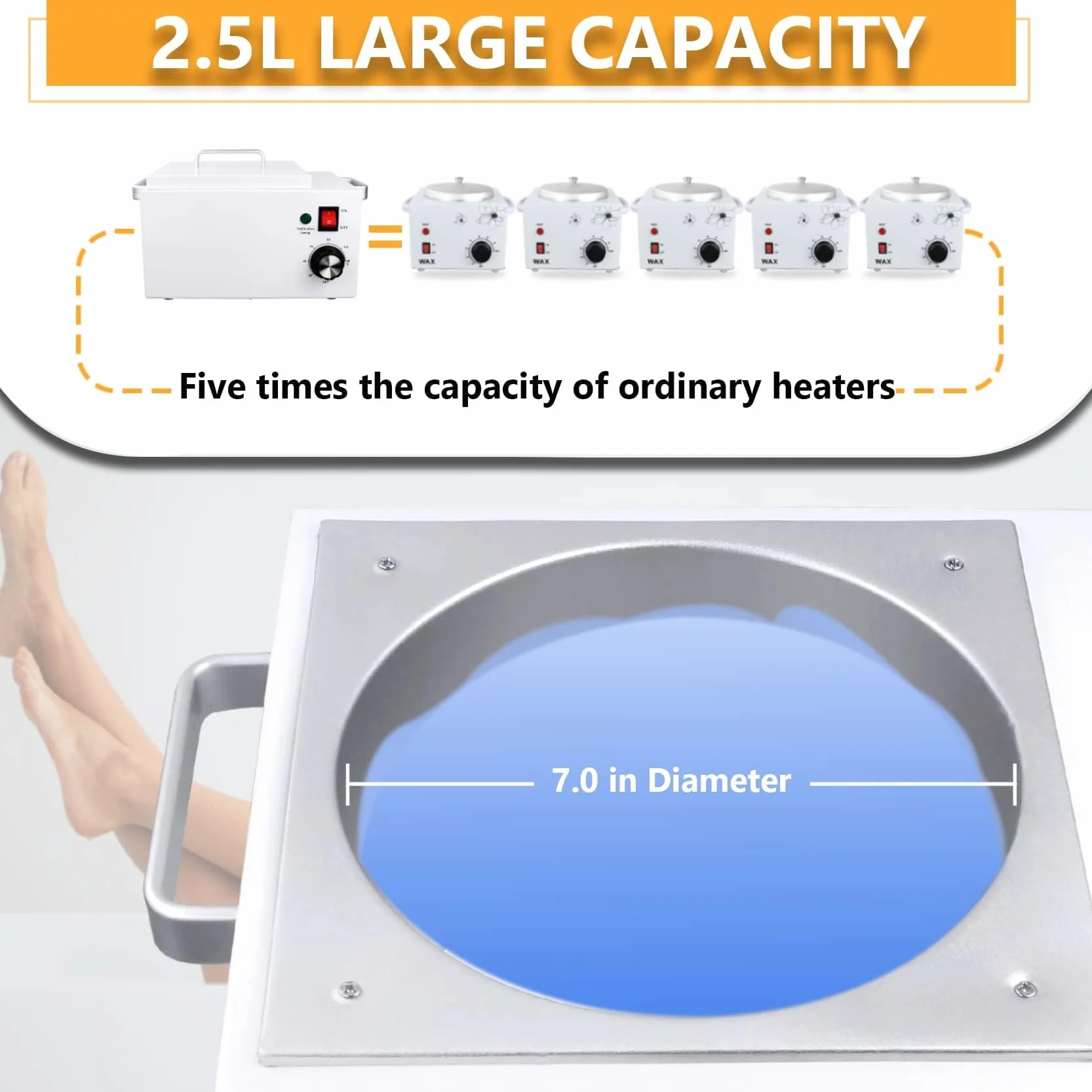 Calentador de cera profesional de 5.5 libras para depilación, calefacción eléctrica de cera, con control de temperatura de 0 a 120 °C, bote de cera grande de parafina, equipo de salón de spa, salón de
