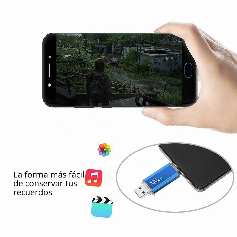 Memoria USB 128GB Tipo C 2 en 1 Pen Drive USB C USB 2.0 Flash para Smartphones Android PC Tabletas Azul