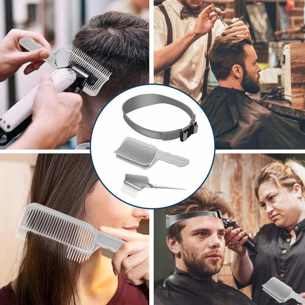 Profesional Guía de Corte de Cabello Ajustable, Herramienta de Corte de Cabello, Peines de Peluquería con Banda de Silicona