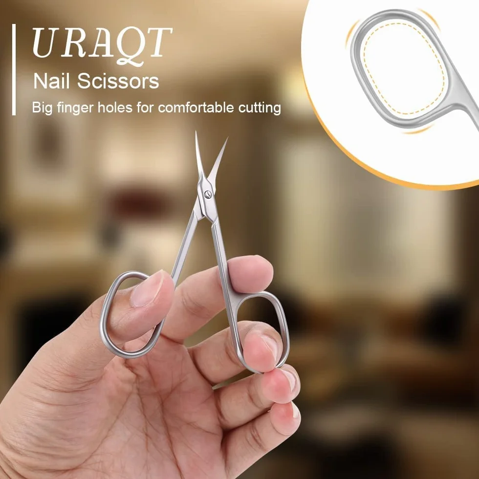 Tijeras Profesionales para Uñas de Acero Inoxidable, Tijera Curva Extra Afilada para Cutícula y Vello Facial