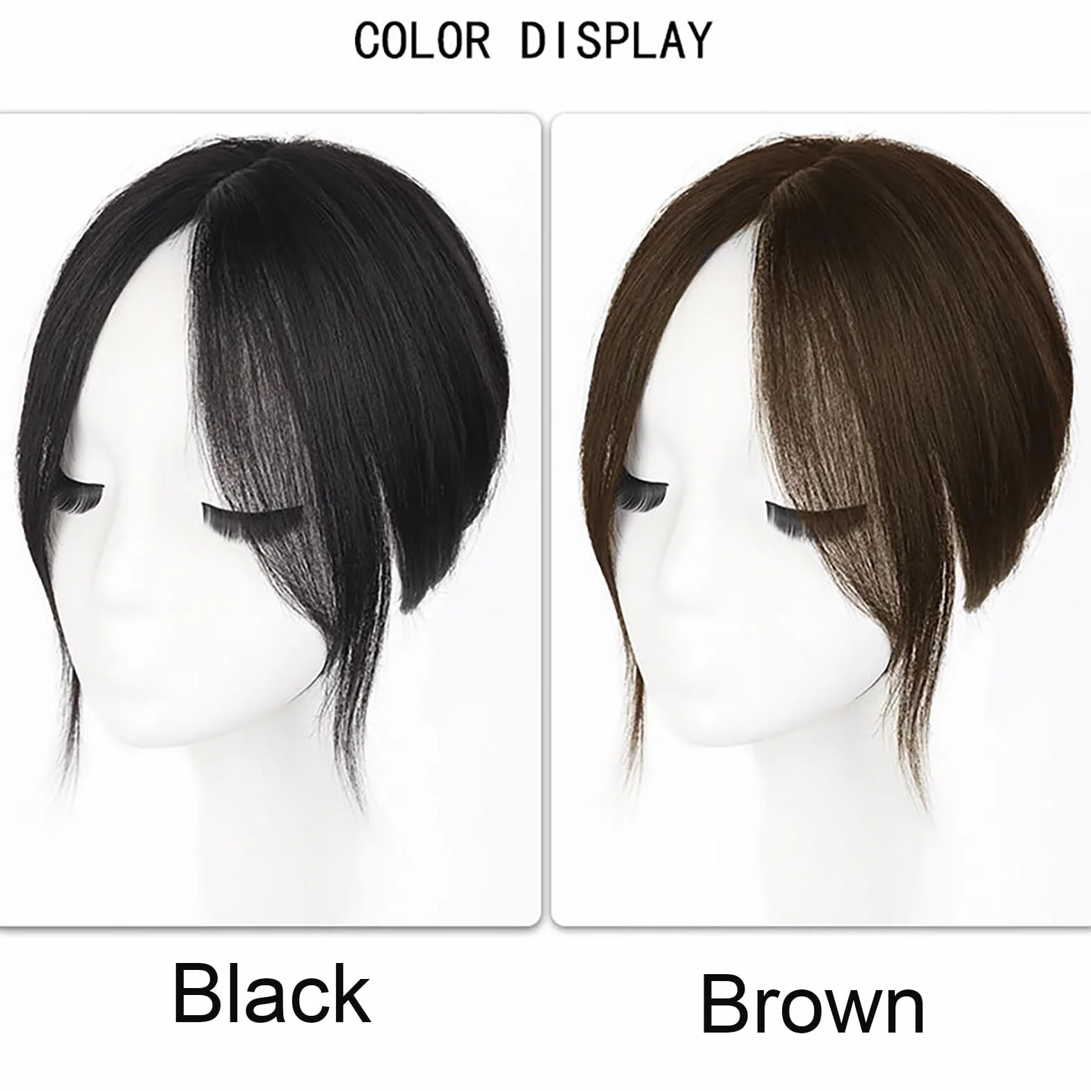 Toppers De Cabello for Mujeres Tupé De Cabello Humano Real Base Atada A Mano De 3" X 4" Postizos for El Cabello Con Clip Pelucas Liso Extensiones De Cabello Con Cobertura 3D De 360°(Brown,32cm)