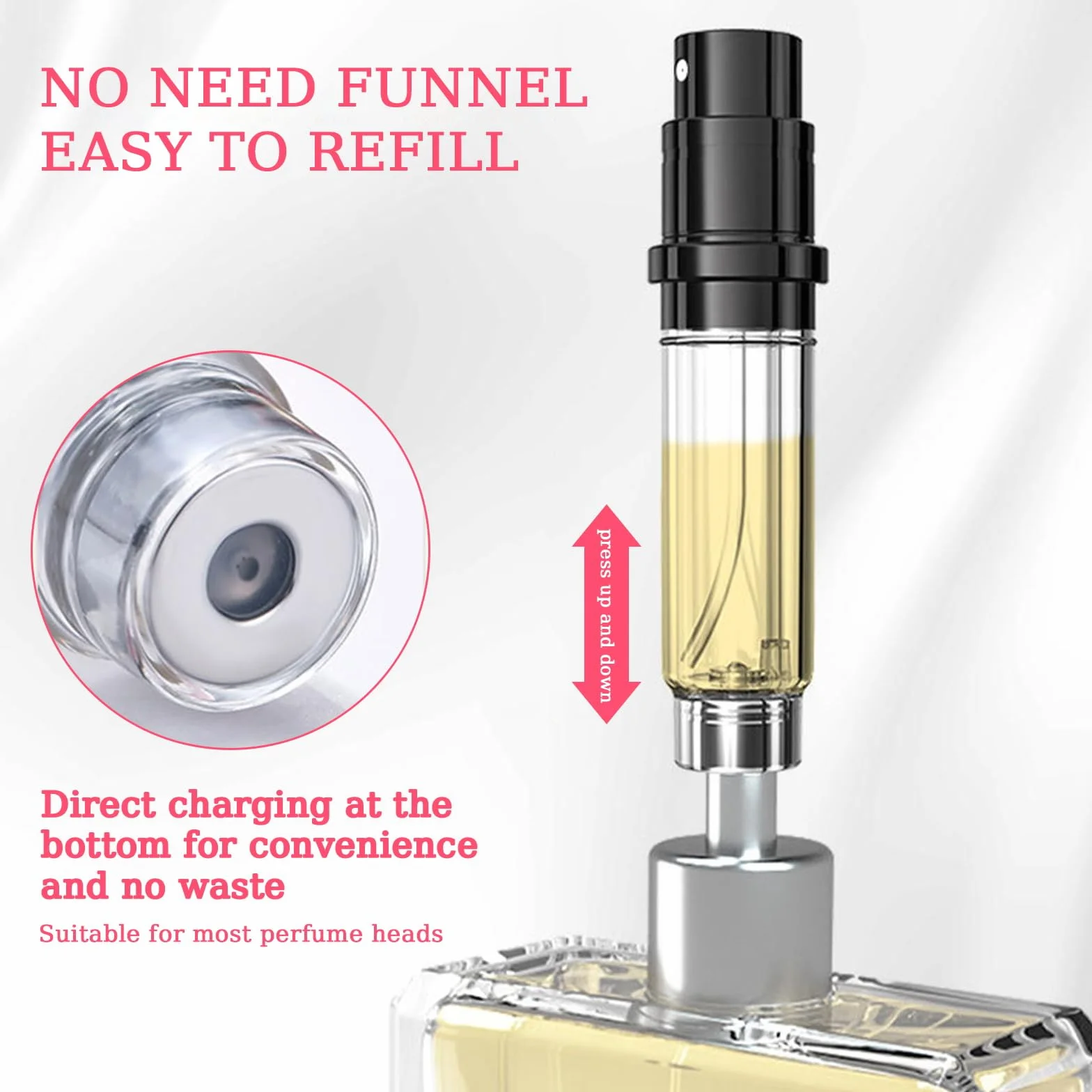 Atomizador Perfume Recargable 5 ml, Botella Recargable, Pulverizador Viaje Negro Oro