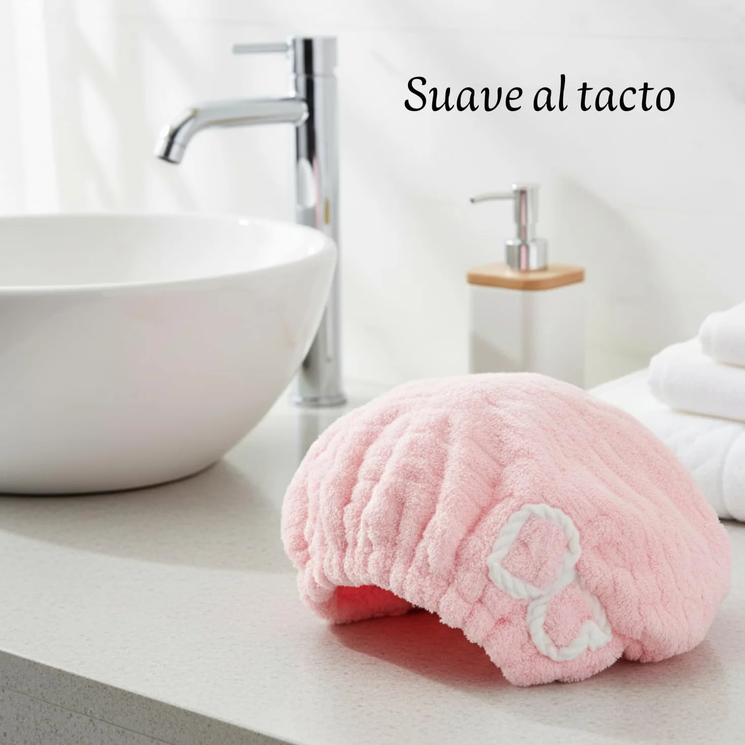 Toalla Microfibra Secar Pelo Ultraabsorbente Antibacterial Turbante Rosa