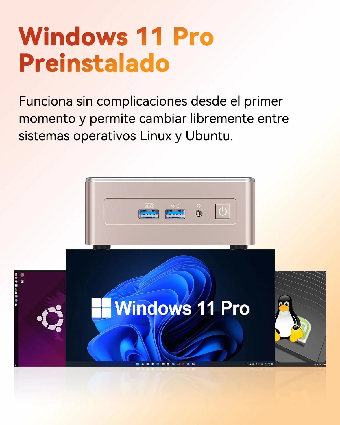 GEEKOM A5 Mini PC AMD Ryzen 5 7430U 16GB RAM 512GB SSD Windows 11 Pro 2×HDMI Lector SD