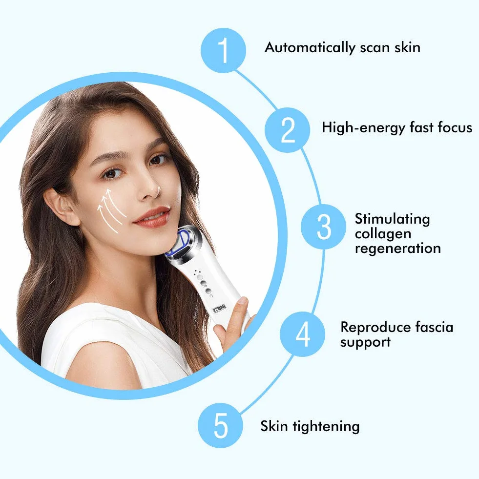 Mini HIFU Máquina Profesional RF Ultrasónico Lifting Antiarrugas Estiramiento Piel Facial Cuello Ojos Belleza