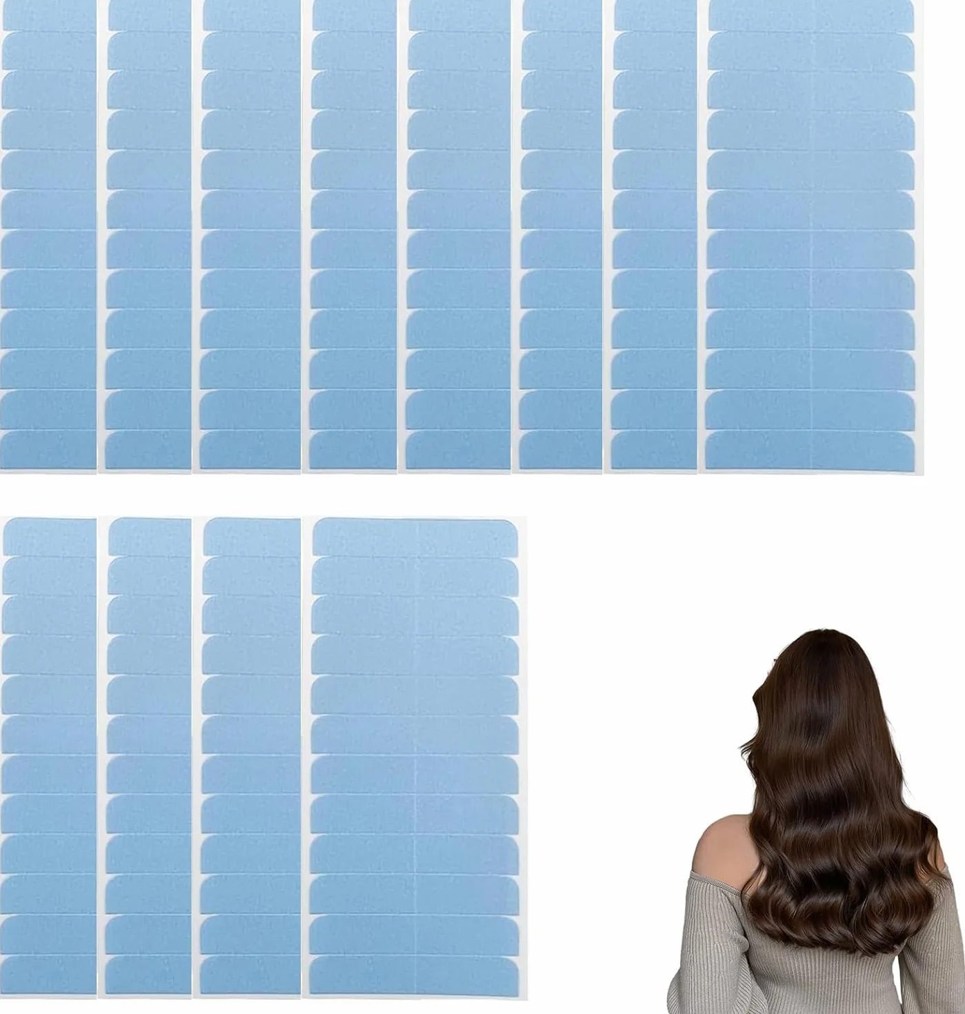 Invisible Double Sided Adhesive Tape for Hair Extensions, Wig, Waterproof, 144 Pieces