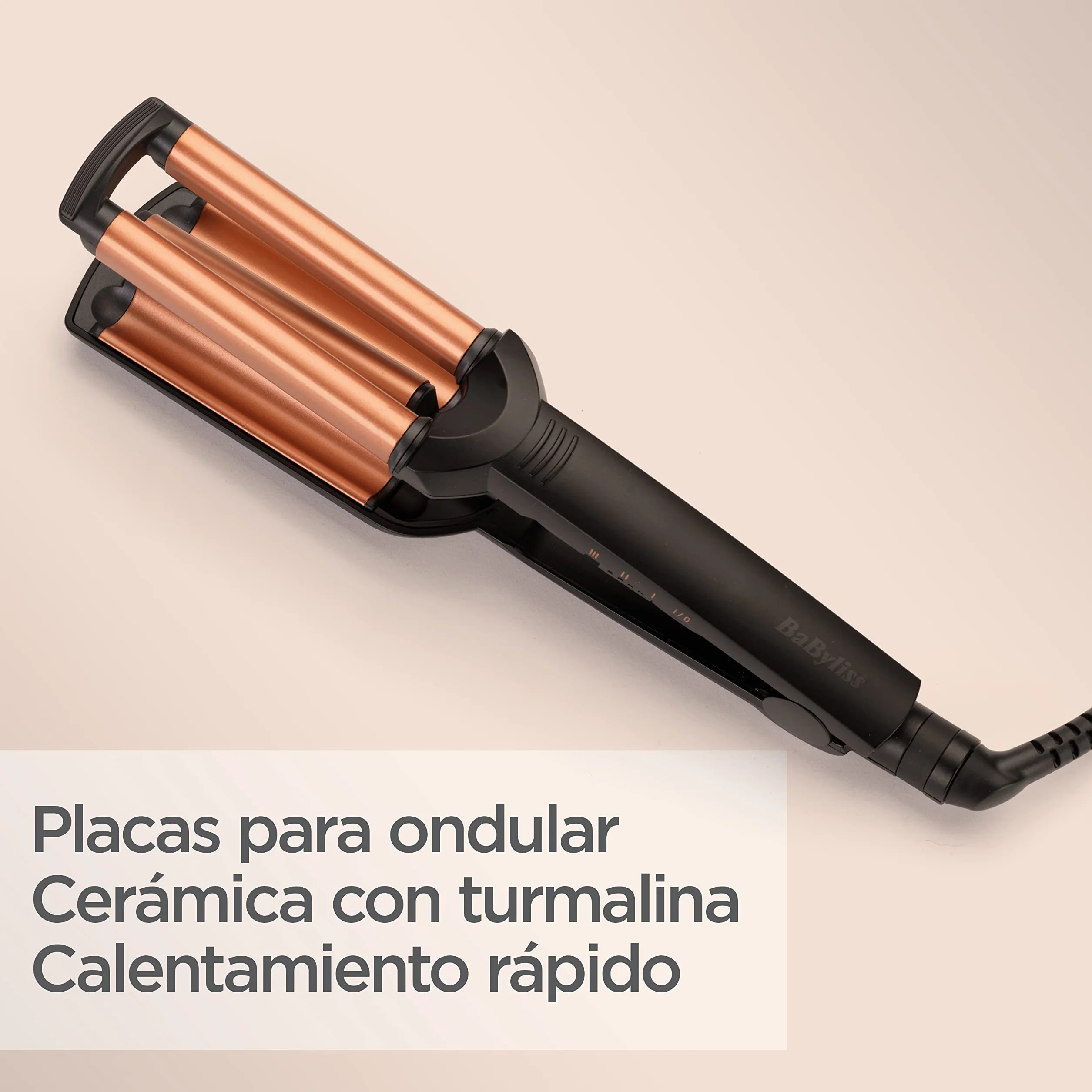 BaByliss Waver Ondas Suferas W2447E - Lokówka z ceramiką, 3 ustawienia ciepła 160°C-200°C, Czarne/Złote