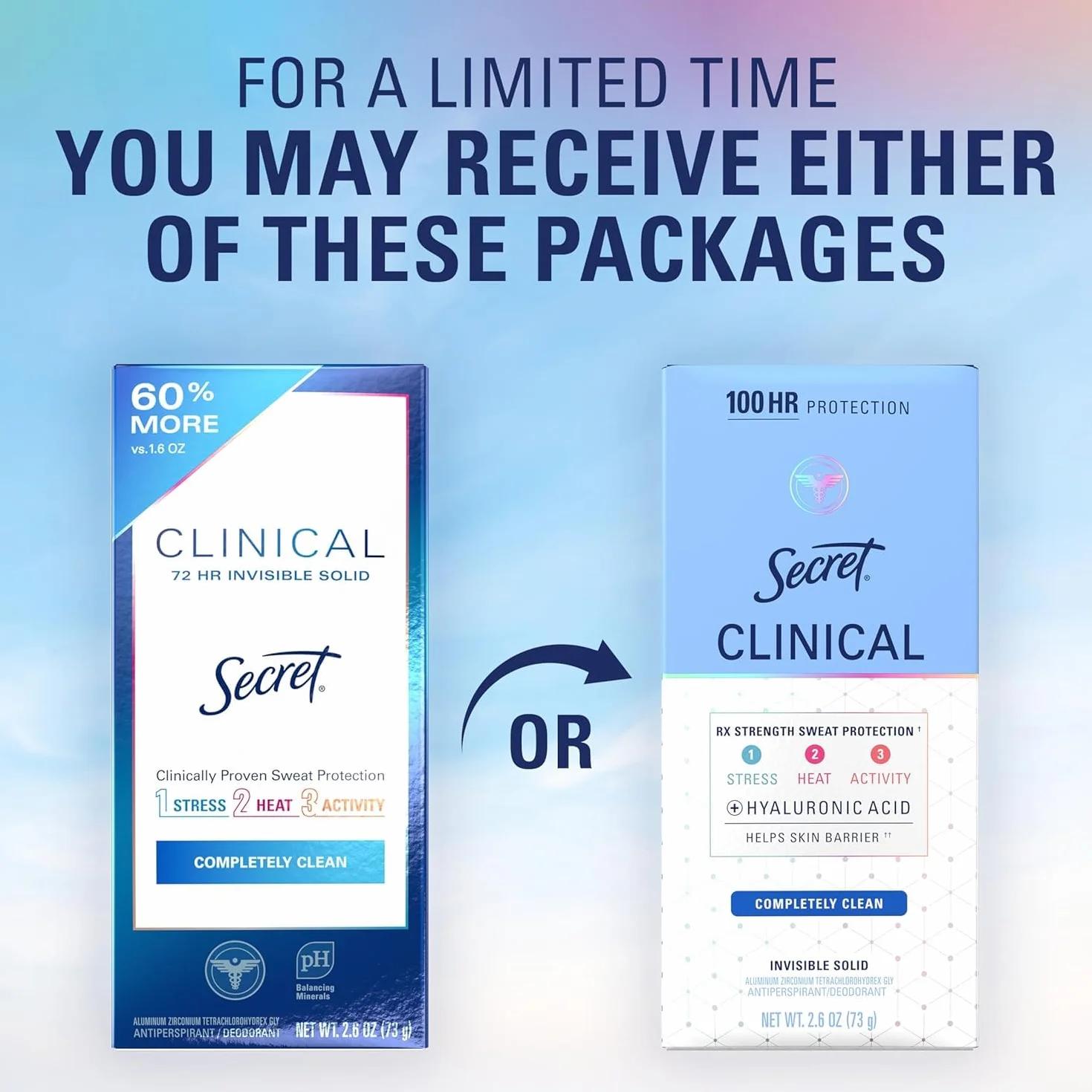 Secret Clinical Strength Invisible Solid Antiperspirant & Deodorant Completely Clean Scent, 1.6 Fl Oz