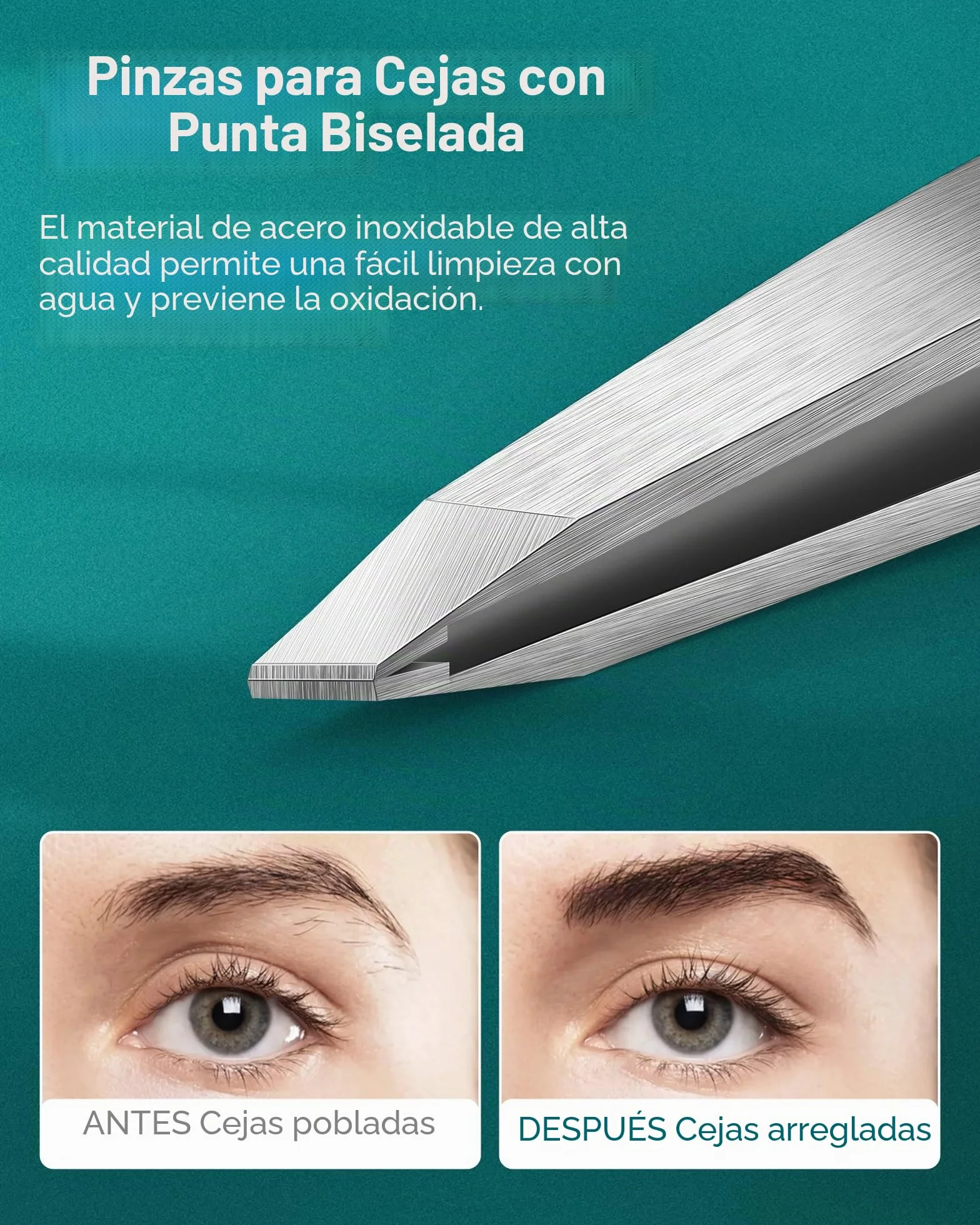 MR.GREEN Pinzas de Depilación Inclinadas de Acero Inoxidable Profesionales de Precisión para Cejas