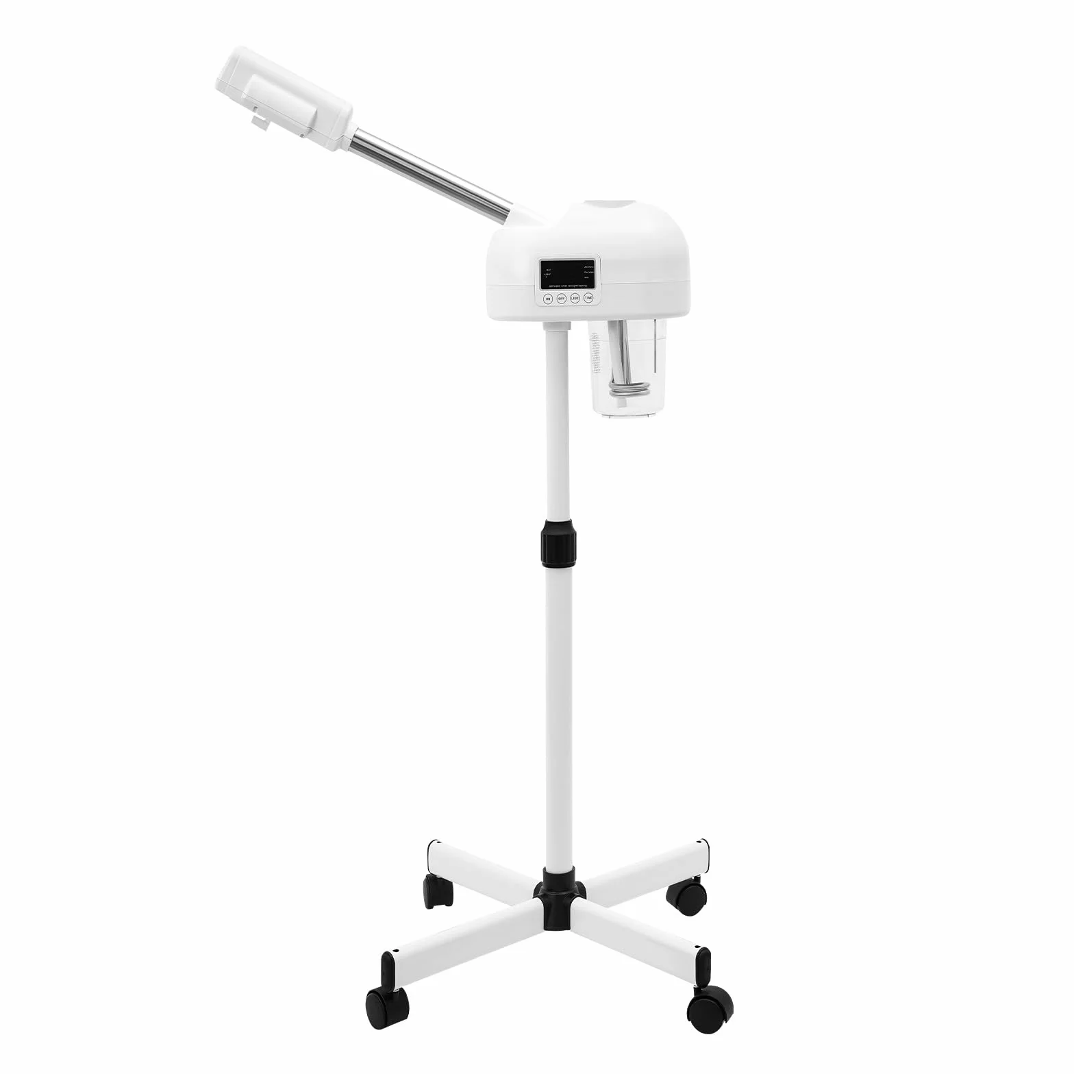 Vaporizador facial profesional humidificador con brazo giratorio LCD Panel de control atomización de ozono Modo de pulverización en caliente Limpieza de poros adecuado para salón y hogar