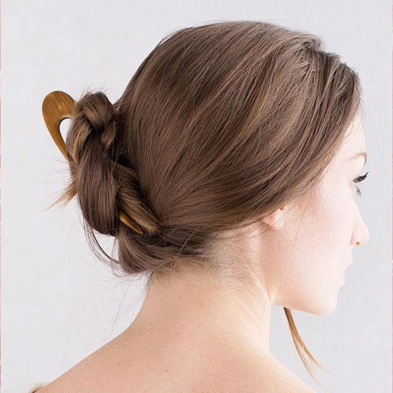 Pinzas para el Cabello en Forma de U 15.5 cm Madera de Sándalo Horquillas Francesas para Mujer