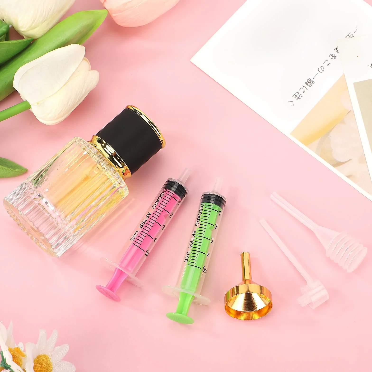 Segbeauty Herramienta de Transferencia para Colonia, 5ml Jeringa de Plastico, Embudo de Metal, Bomba Dispensadora de Perfume