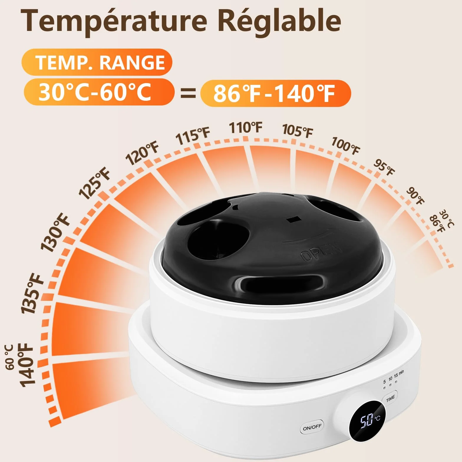 Removedor de uñas eléctrico de temperatura ajustable, limpiador de uñas eléctrico tazón de remojo de uñas, quitar el esmalte de uñas de gel acrílico