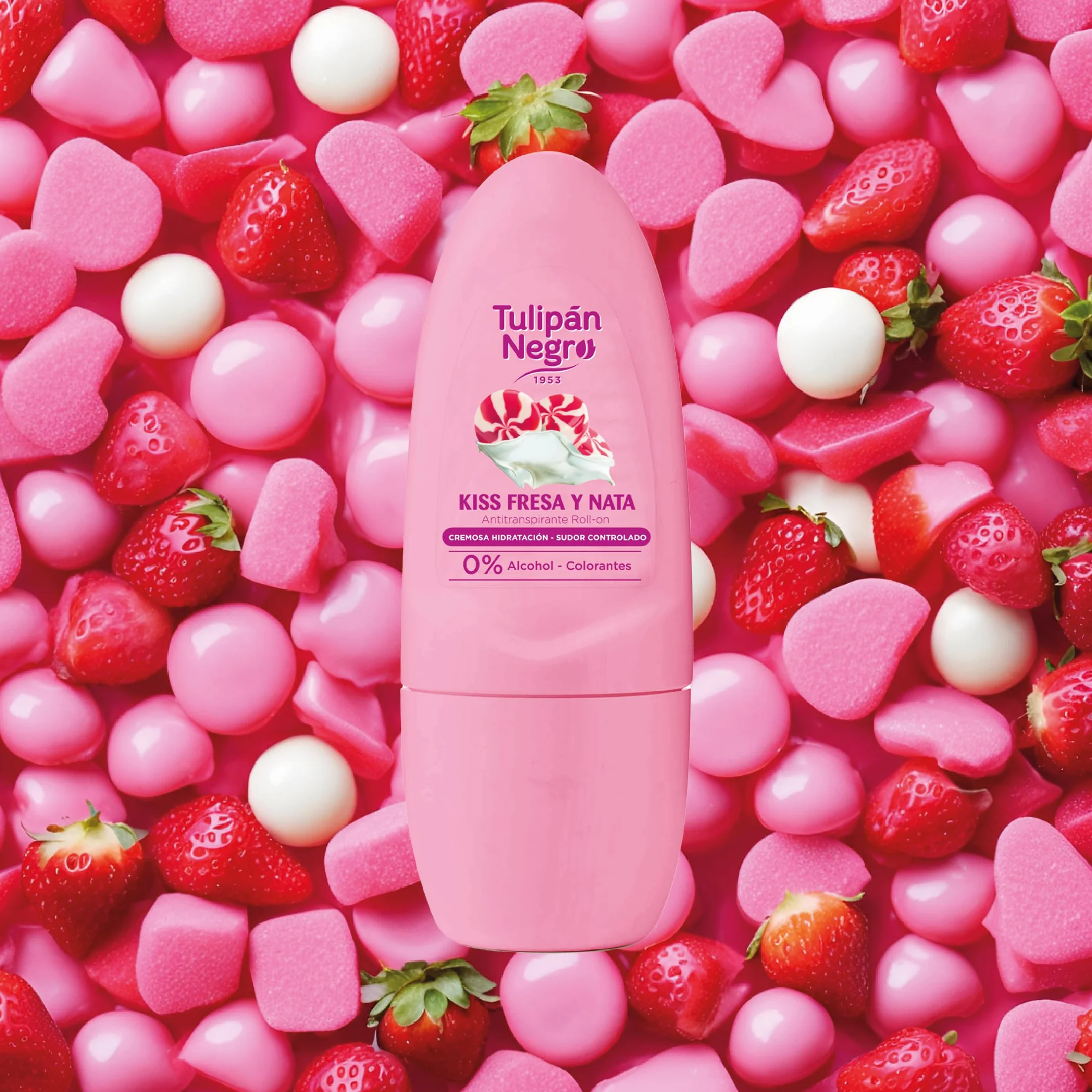 Tulipán Negro Antitranspirante Roll-On Fresa y Nata, Desodorante 50 ml