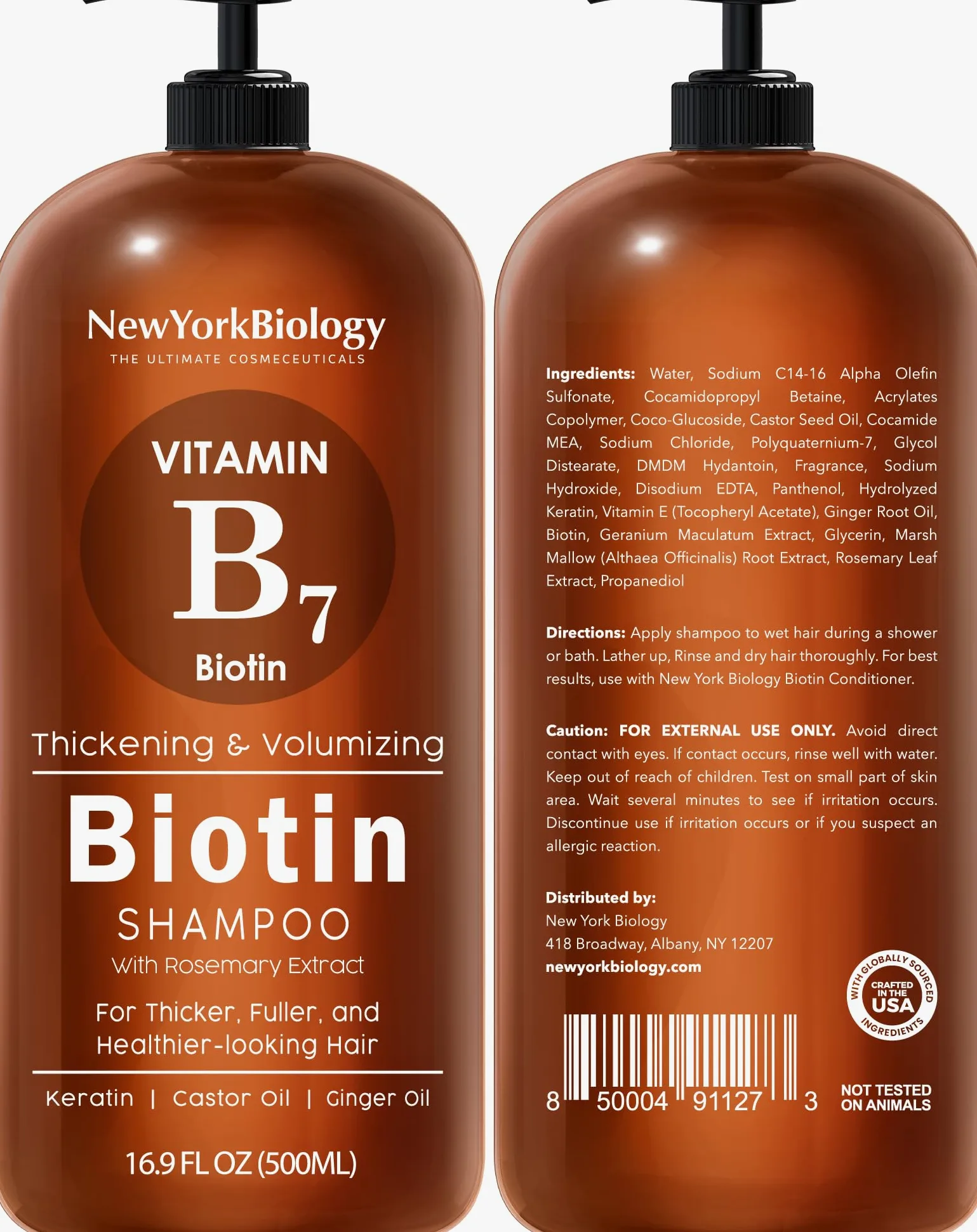 Juego de champú y acondicionador de biotina de 500 ml para el adelgazamiento del cabello, fórmula espesante para el tratamiento de la pérdida del cabello, para hombres y mujeres, anticaspa, el
