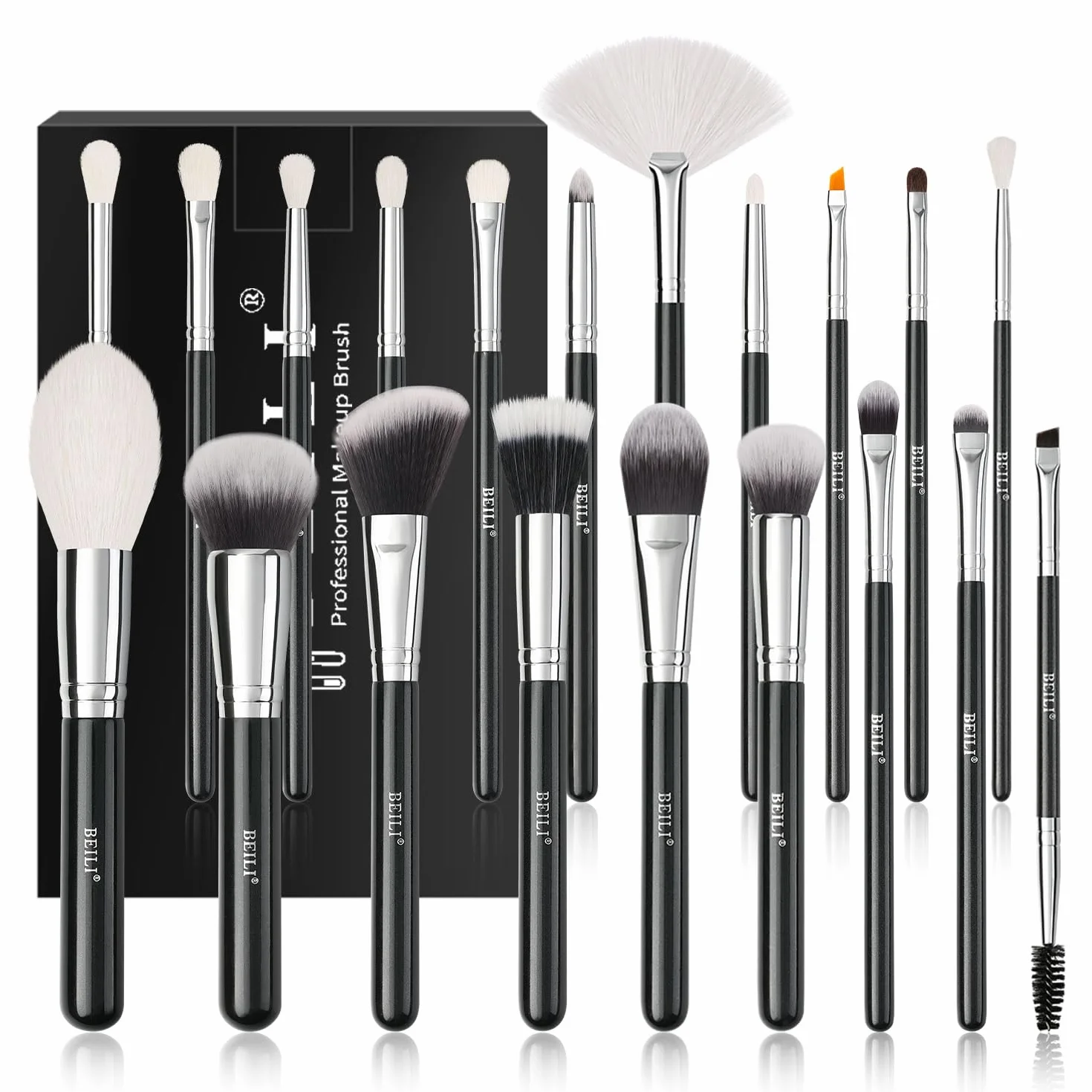 BEILI Set de Brochas de Maquillaje 20 Piezas Profesional Pinceles de Maquillaje Pelo de Cabra Natural Premium Synthetic Brochas de Maquillaje Para Cara y Ojos, Rubor, Contorno, Corrector, Eyeshadow