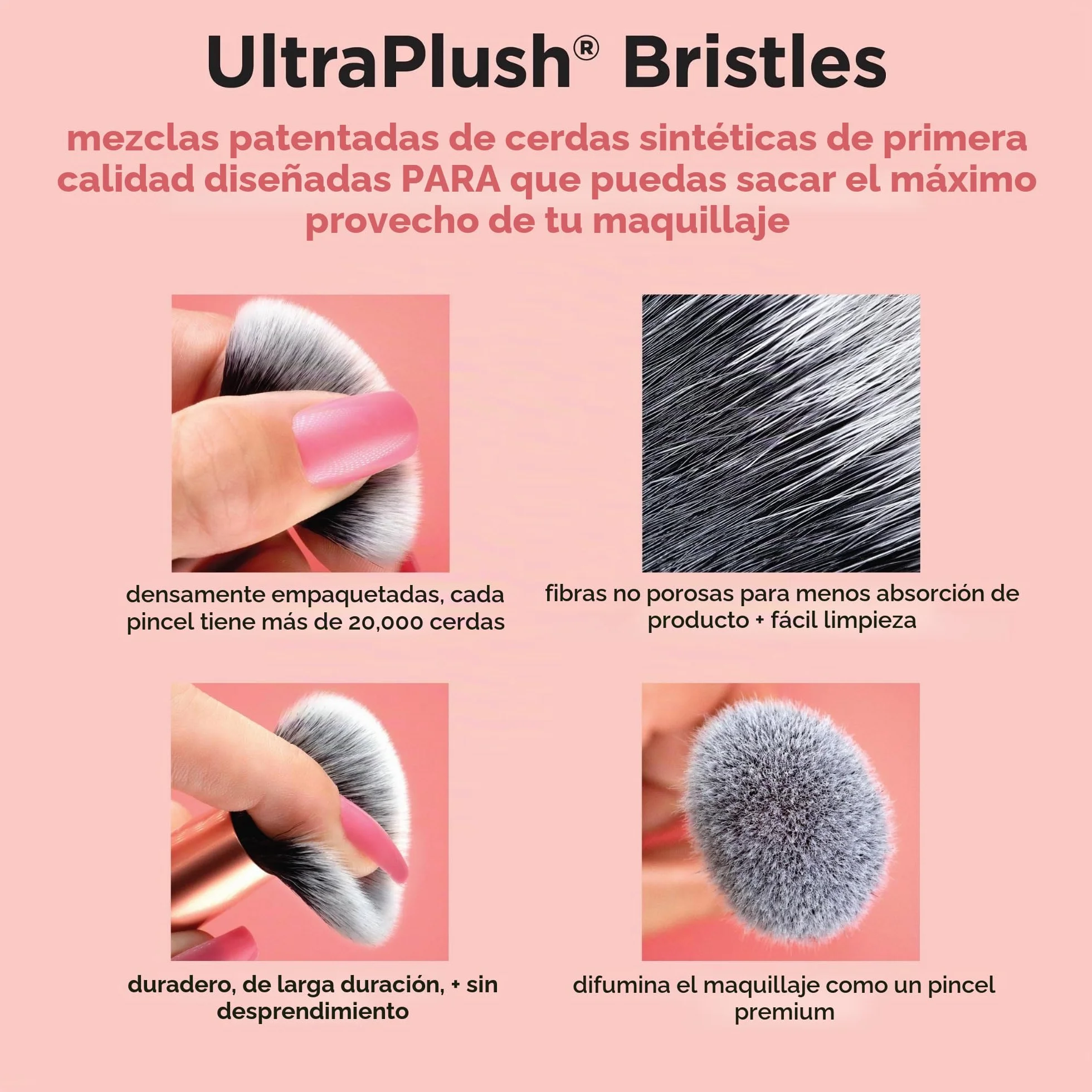 Real Techniques Kit de minibrochas Travel Fantasy, brochas maquillaje sombras ojos iluminadores, juego 11 piezas