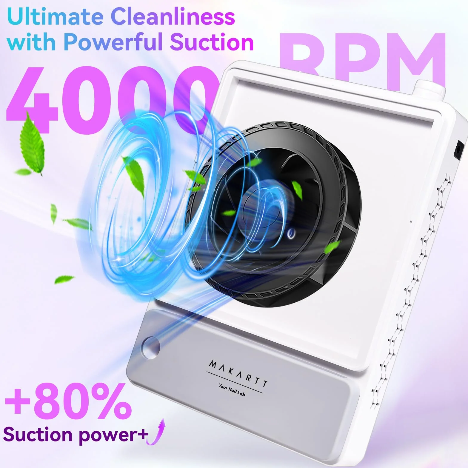 Makartt DUSTINA - Colector de polvo portátil recargable ultrafino con pantalla digital, reposamuñecas de silicona y filtro reutilizable para pulido de gel acrílico Nail Tech | DUSTINA - Reposamuñecas de silicona con pantalla digital y filtro reutilizable