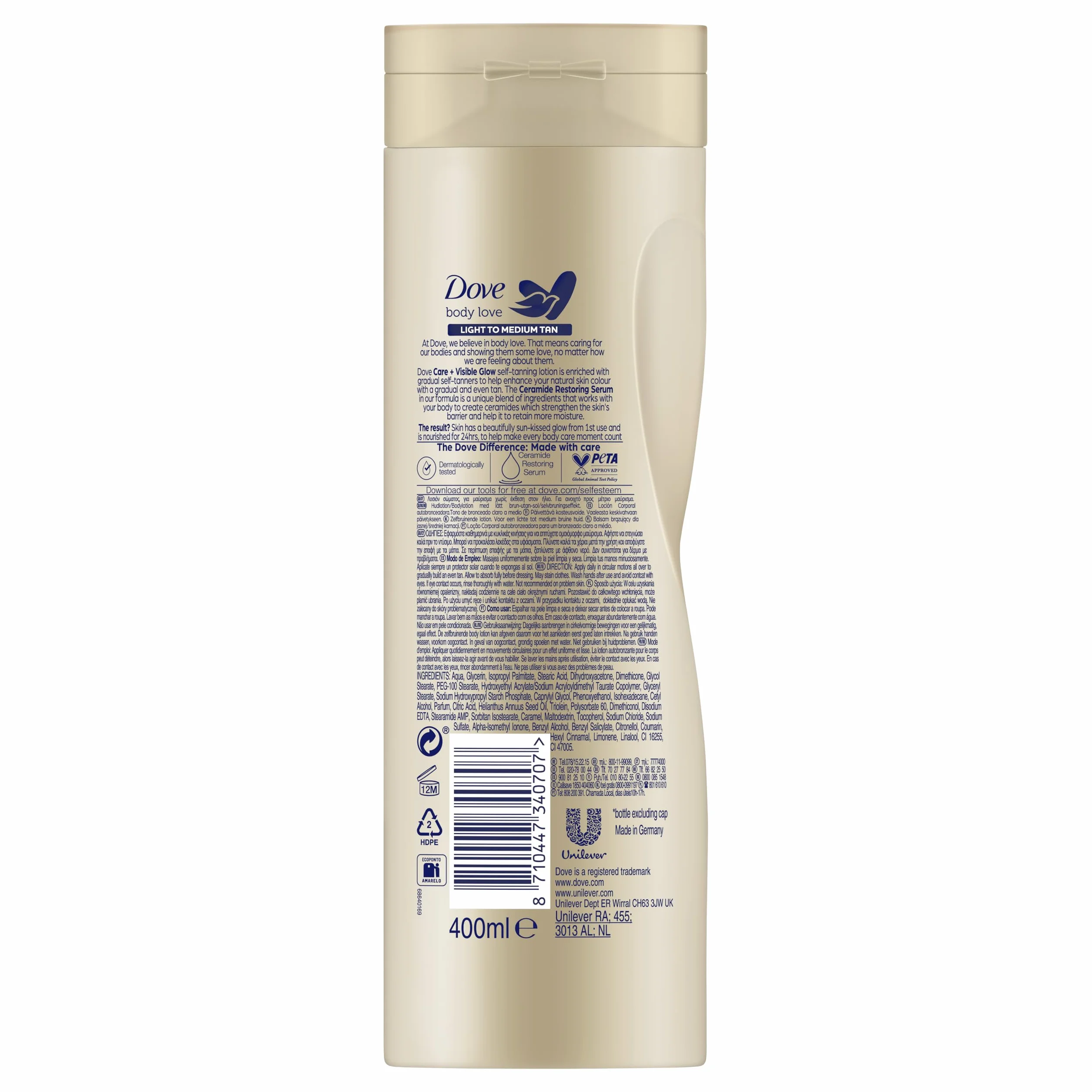 Dove Loción corporal autobronceadora para piel clara 400 ml