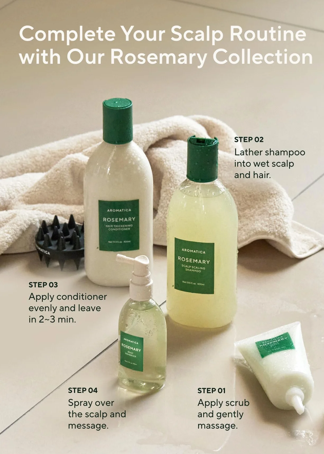 AROMATICA Potenciador de raíz de romero 3.38oz/100ml Spray nutritivo para el cuero cabelludo