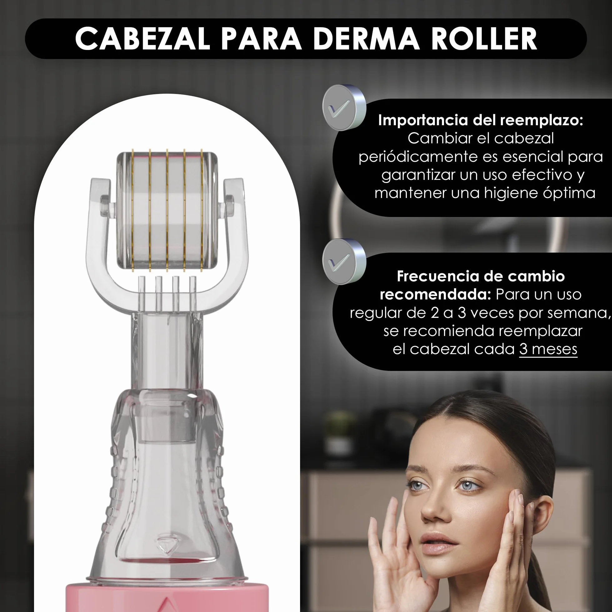 HAMINOS Cabezal 1 mm 105 Agujas de Titanio para Derma Roller