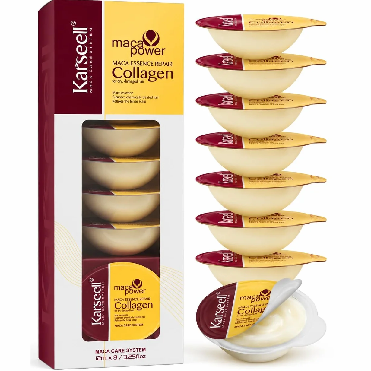 Karseell MACA CARE SYSTEM Mascarilla Capilar Colágeno Monodosis Reparación Intensa 12ml x 8
