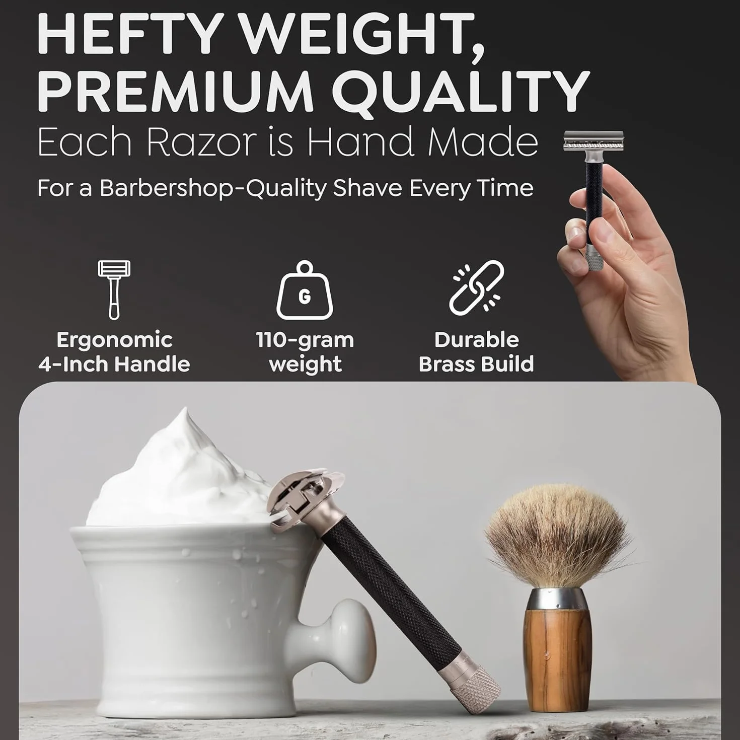 Parker Safety Razor Ajustable de Dos Filos con 5 Cuchillas Premium - Grafito Metálico