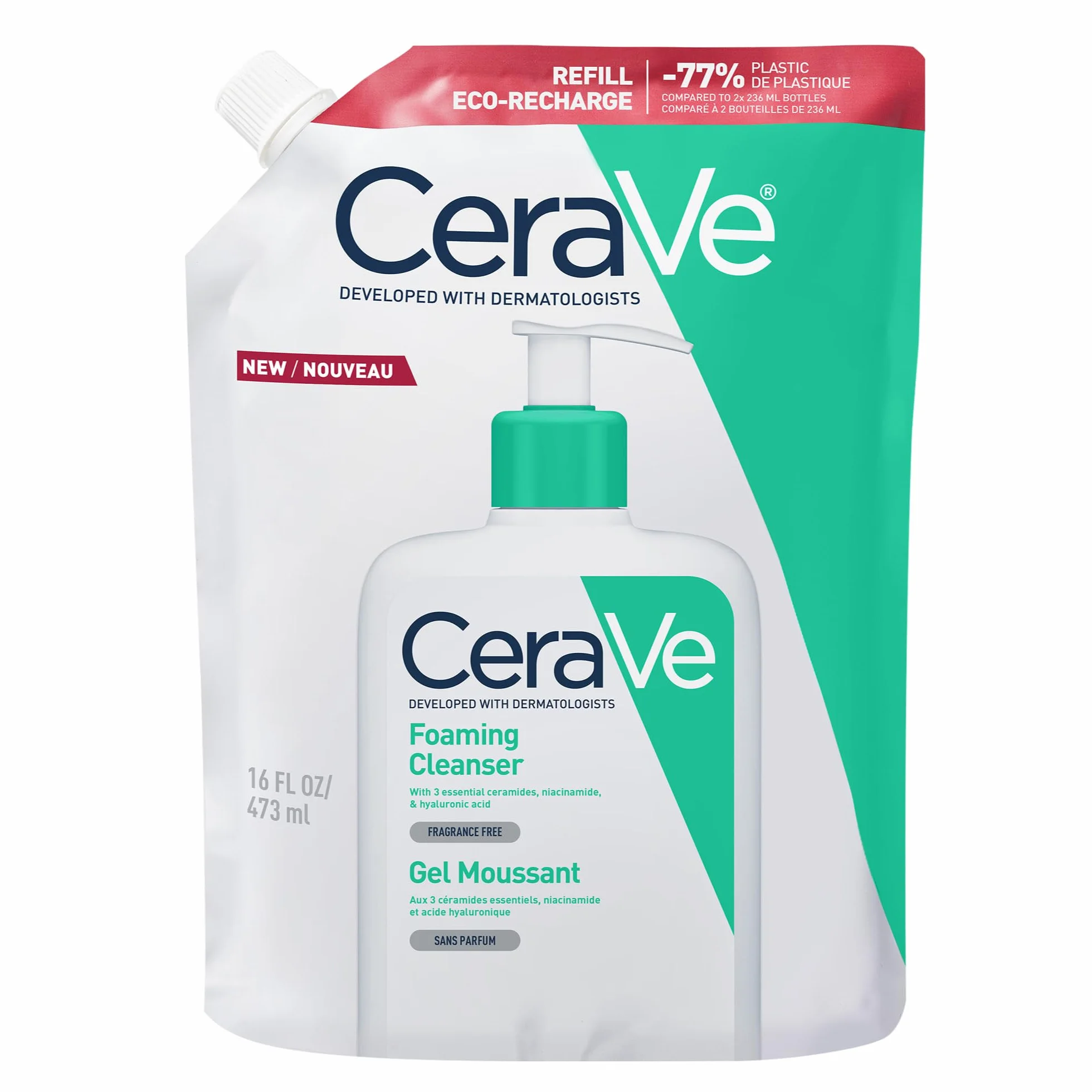 CeraVe Gel Limpiador Espumoso para Piel Normal a Grasa con Ceramidas, Niacinamida y Ácido Hialurónico