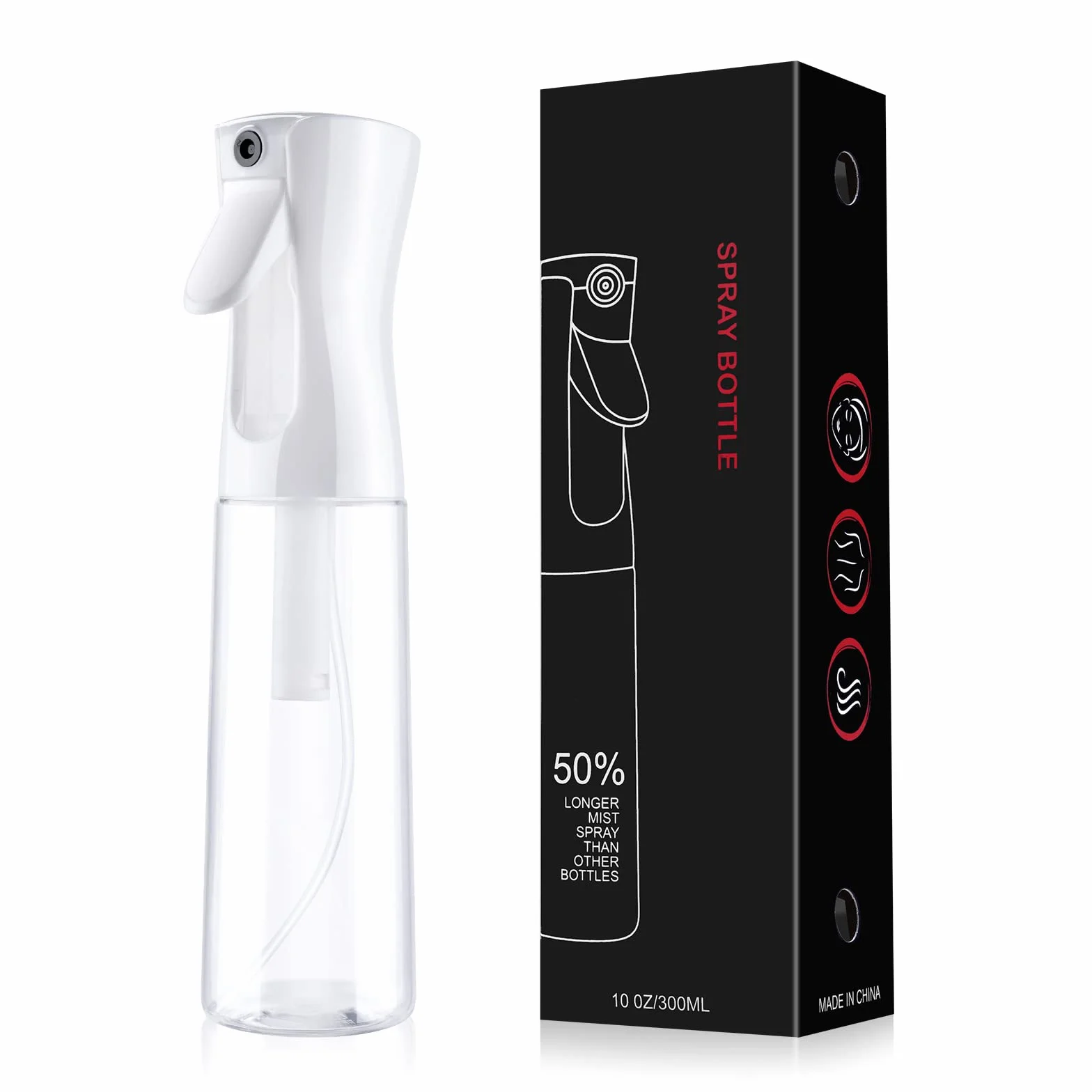 URAQT Botella Pulverizador Agua 300ml Fina Niebla Recargable Vacio Peluqueria Cabello