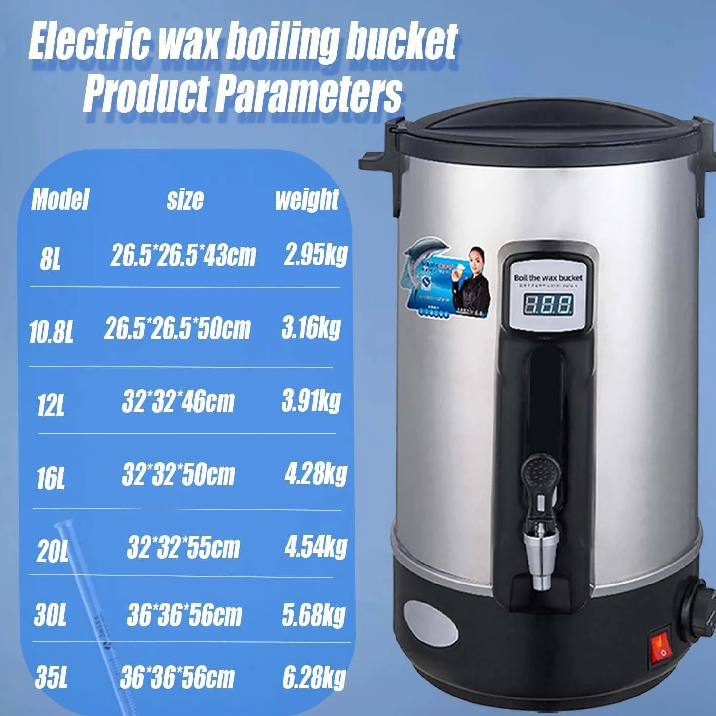 CUTANGELAR Calentador Profesional De Cera De Parafina, 1500 W, Capacidad De 35 L, Control De Temperatura Constante De Nivel Profesional, Antigoteo Boquilla, Ideal Para Fisioterapia(20L)