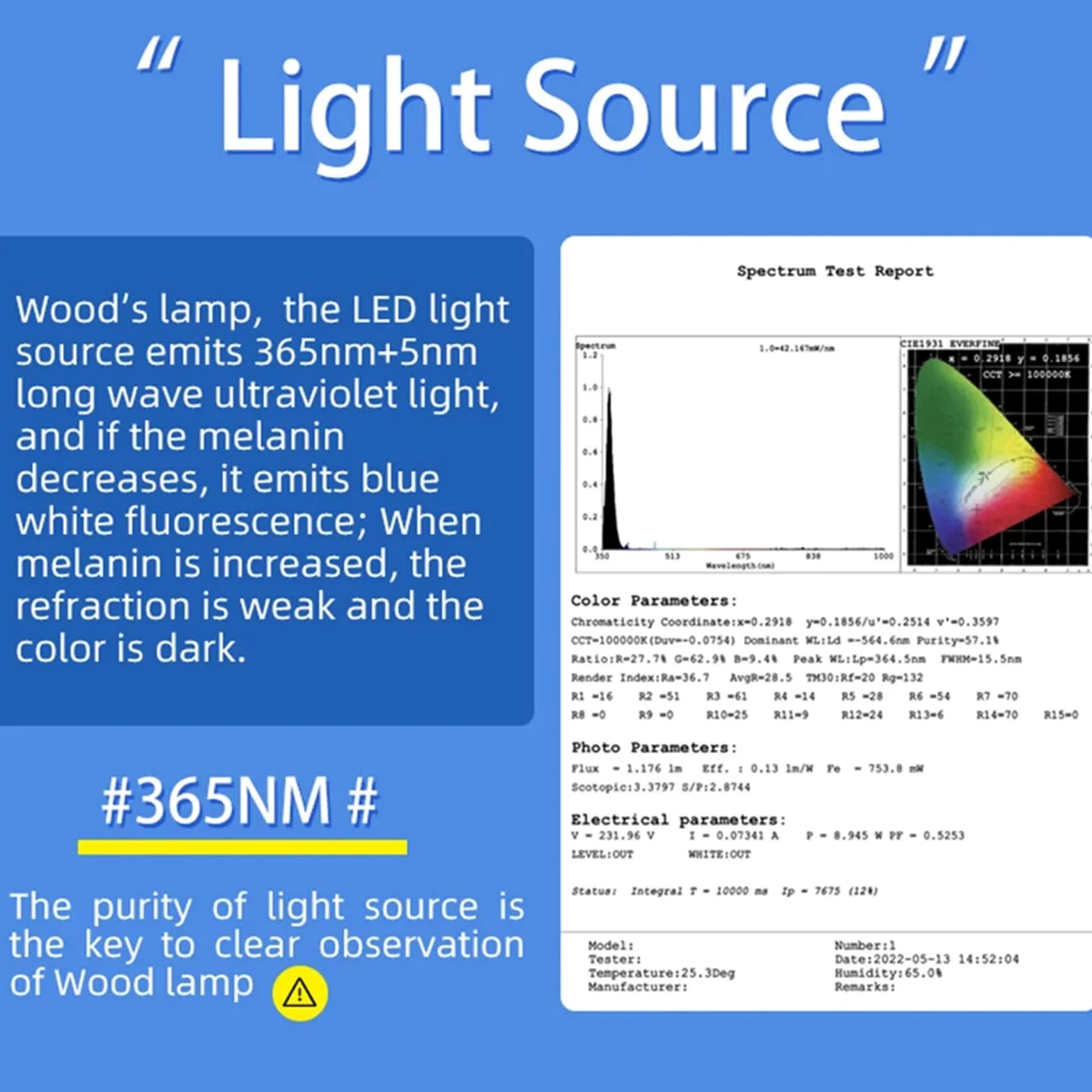 Analizador De Piel Con LáMpara Woods, Analizador De Aumento Profesional, Detector De Piel Recargable Para El Cuidado Del Hogar, 16 Fuentes De Luz Led, Sin Necesidad De Precalentar