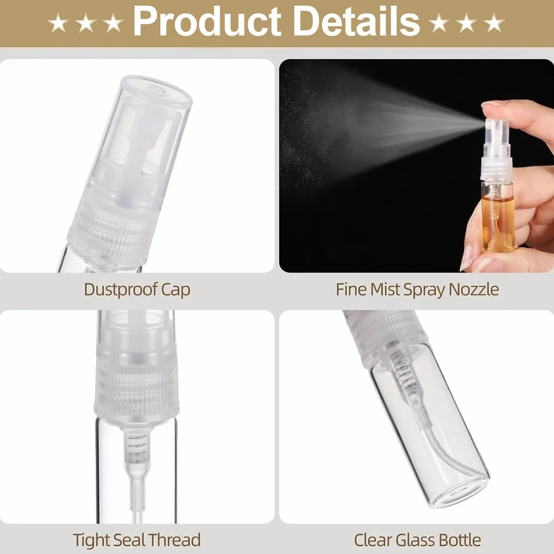 30 pcs frascos de muestra de perfume, atomizadores rellenables transparentes, minibotellas con pulverizador
