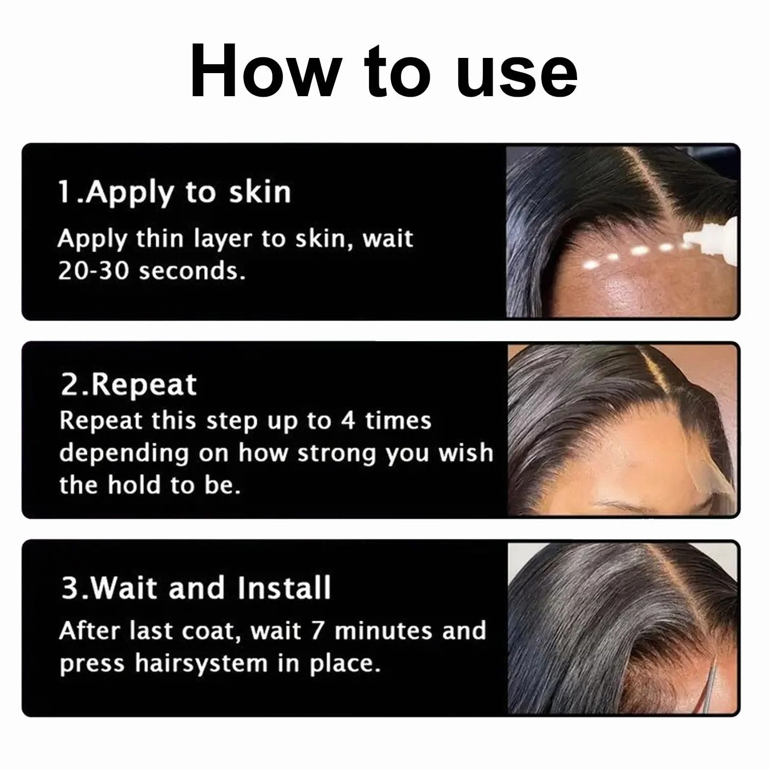 Pegamento para cabello y pelucas 60 ml, fuerte agarre, resistente al agua, para Lace Wigs