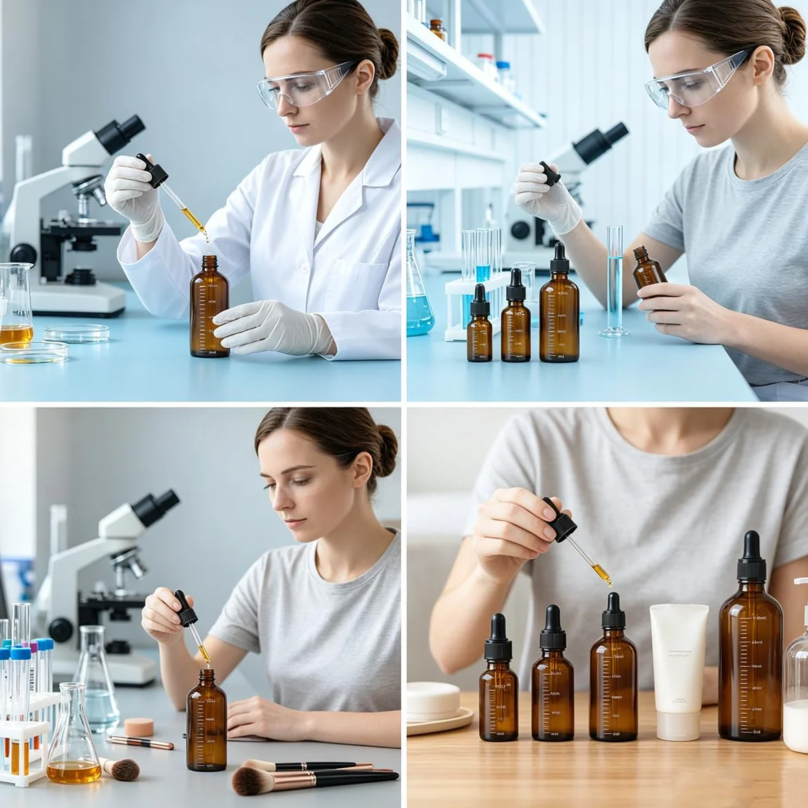 Botellas de vidrio ámbar 100 ml con pipeta cuentagotas negra para aceite esencial perfumes