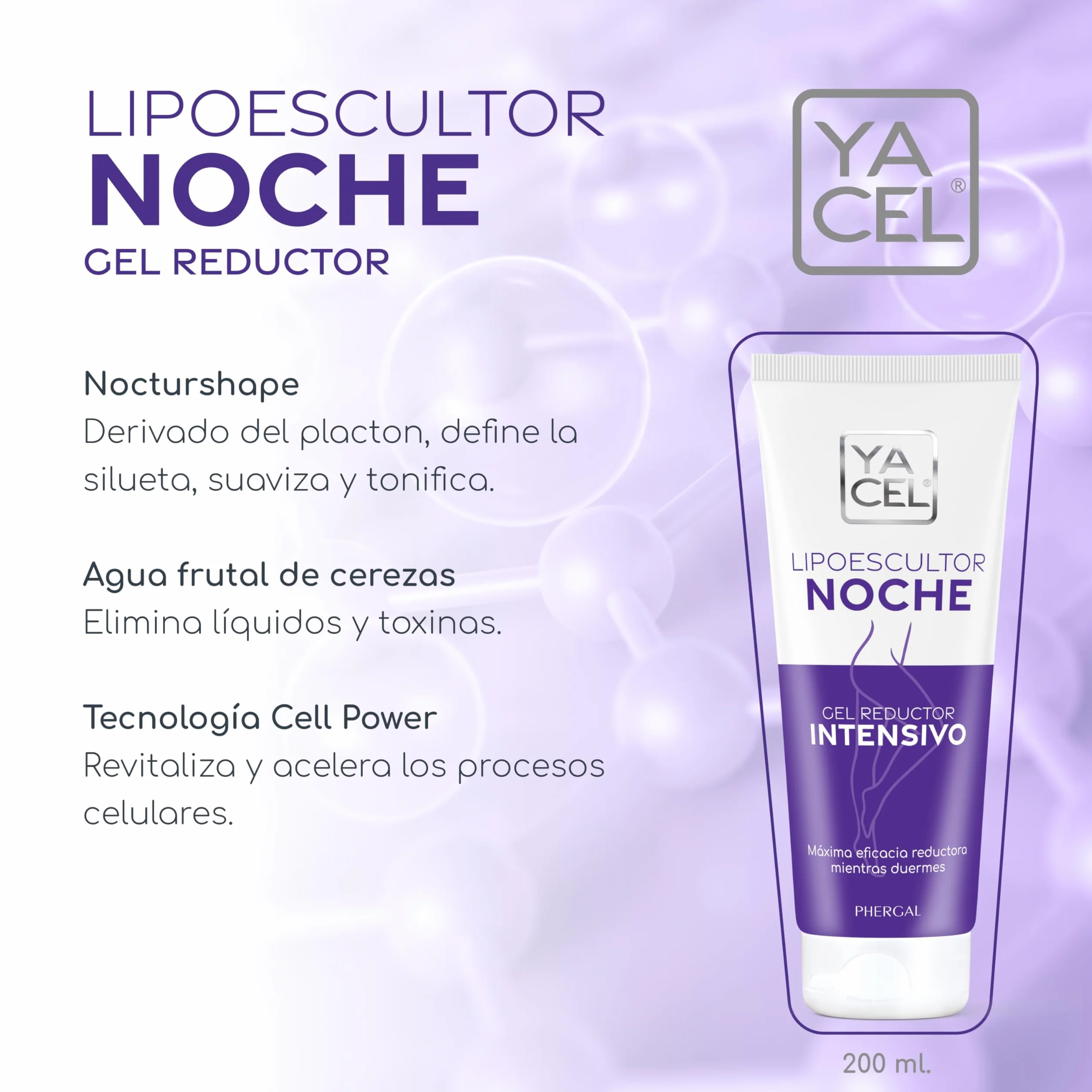 Yacel Lipoescultor Noche Gel Lipe-Reductor Quemagrasas 200ml