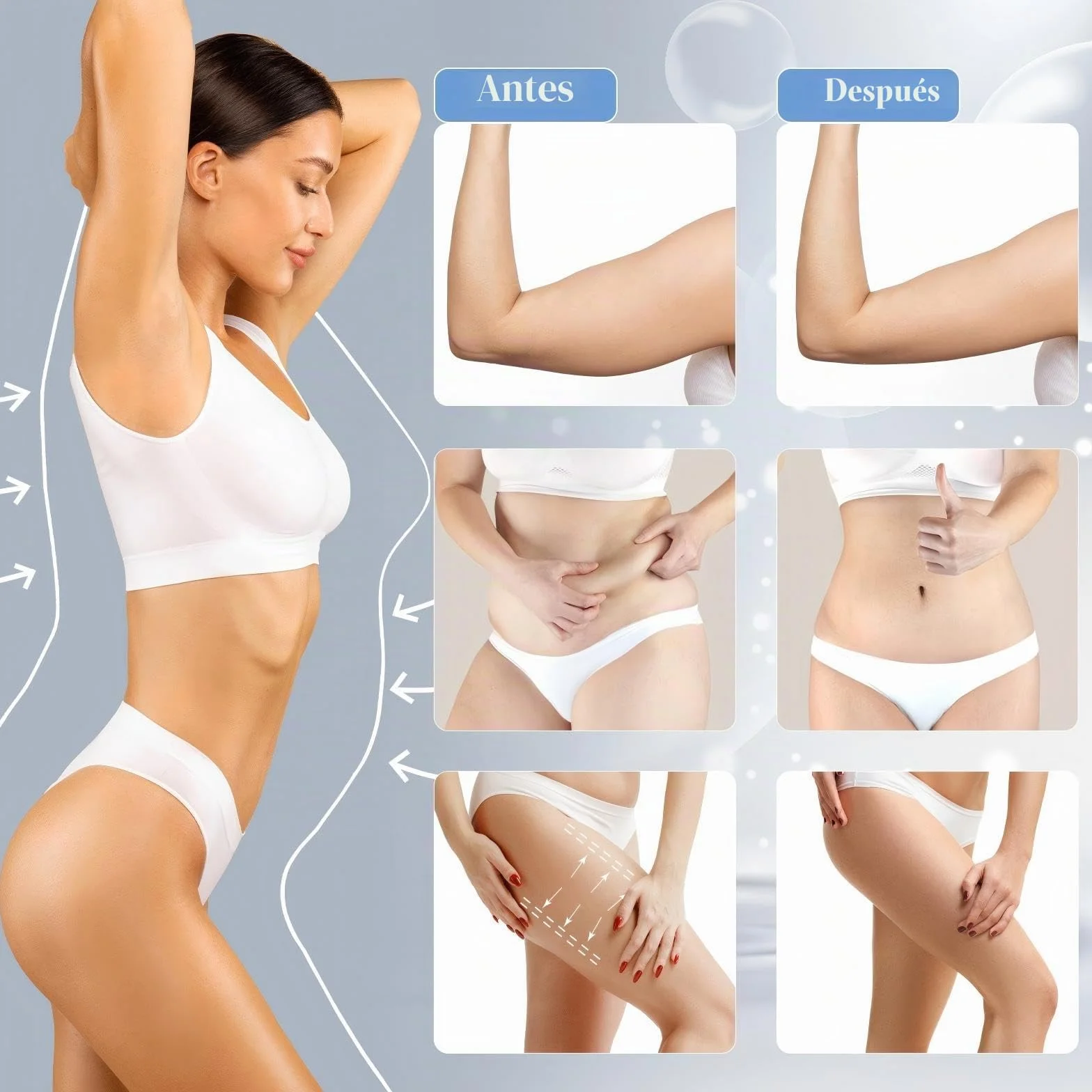 Dispositivo de Radiofrecuencia 3 en 1 para Reafirmación de la Piel, Criolipólisis y Cosméticos Faciales