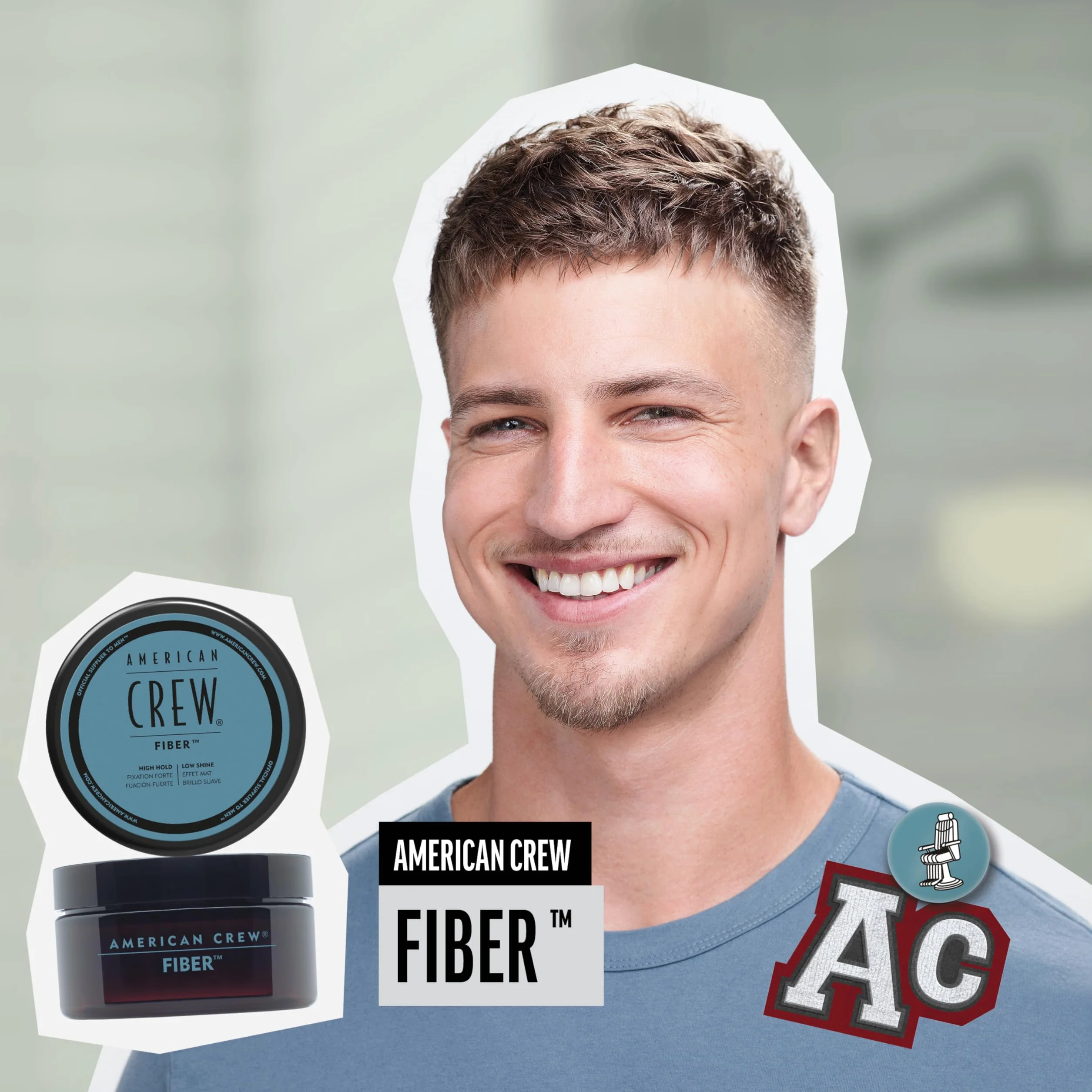 American Crew Fiber Cera para el Pelo Hombre Fijación Fuerte Flexible Moldea Brillo Pelo Corto