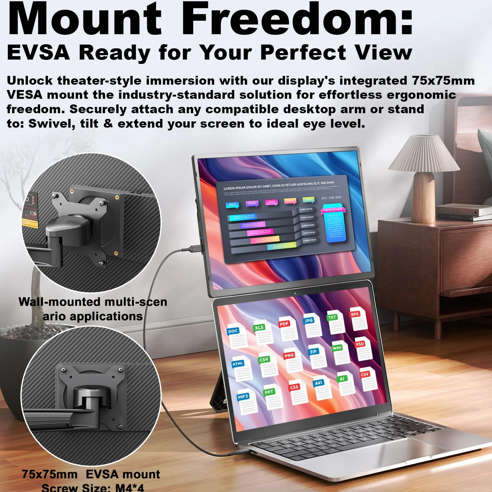 Domyfan Monitor Portable 16,1" FHD 1200P Doble Pantalla Soporte Magnético 360° Plug & Play