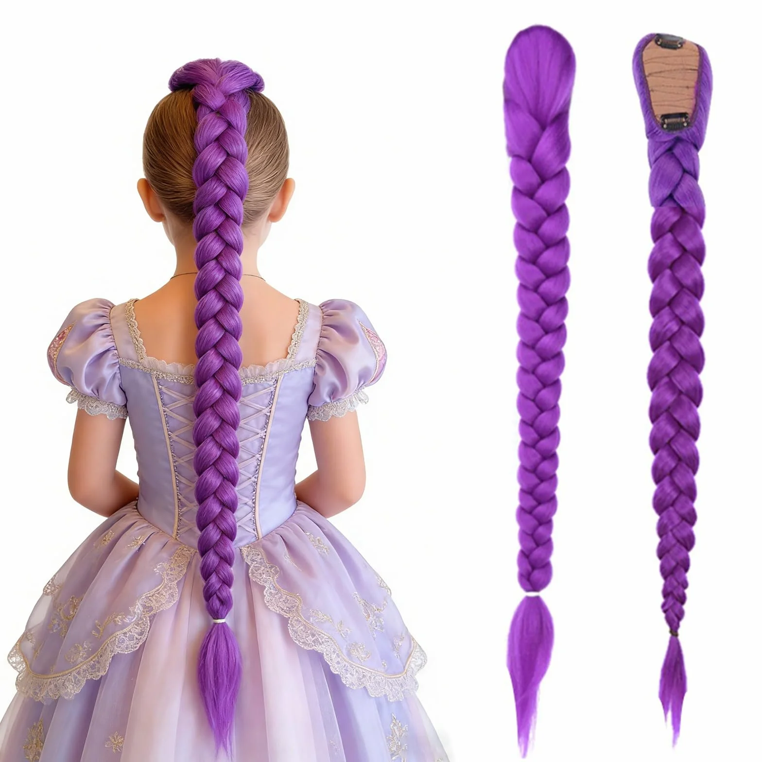 Peluca Trenzas Morada Para Mujer Niña, Extensiones Trenzas Moradas Cosplay Anime, Coleta Postiza Pelo Morada, Extensiones Clip Pelo, Pelucas Disfraz Halloween Carnaval Fiestas