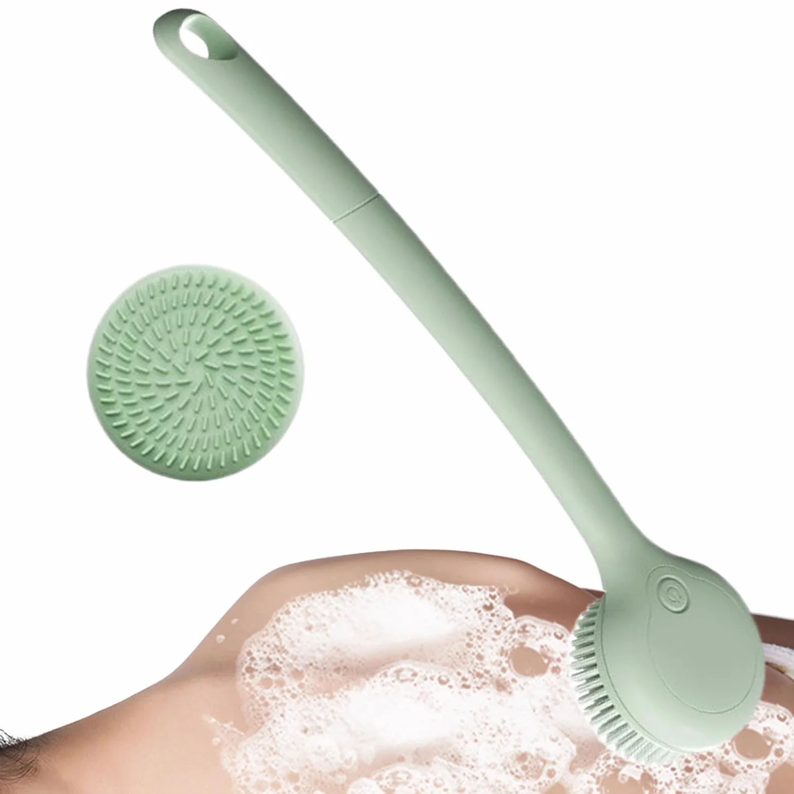 Cepillo trasero eléctrico para la ducha 2 velocidades giratorias | Cepillo corporal recargable con mango largo para mujeres para masaje de baño y lavado de pies cara cabeza vientre