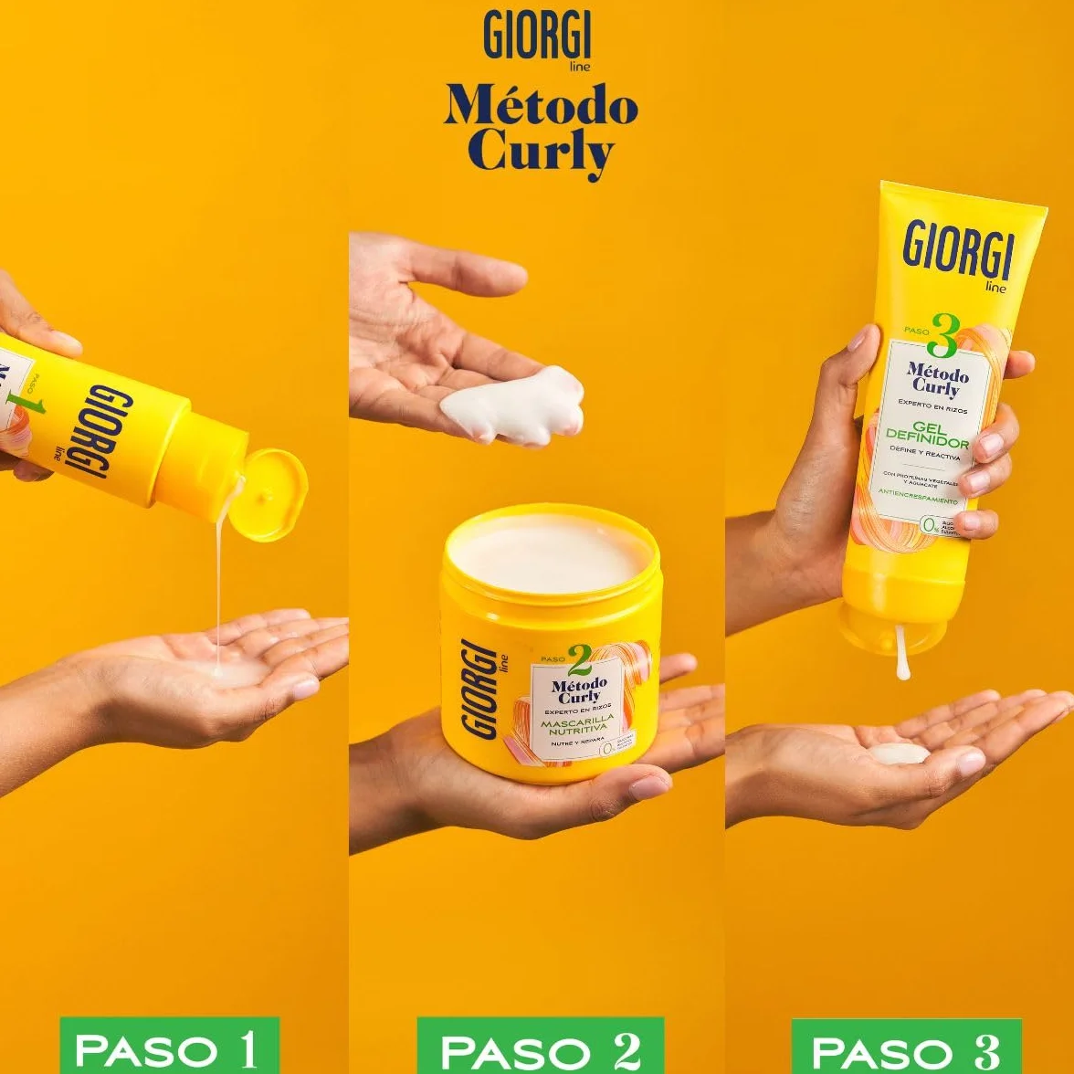 GIORGI Line Kit de Iniciación Método Curly 3 Pasos Set Regalo Rizos Espectaculares 0% Alcohol Siliconas Sulfatos 950 ml