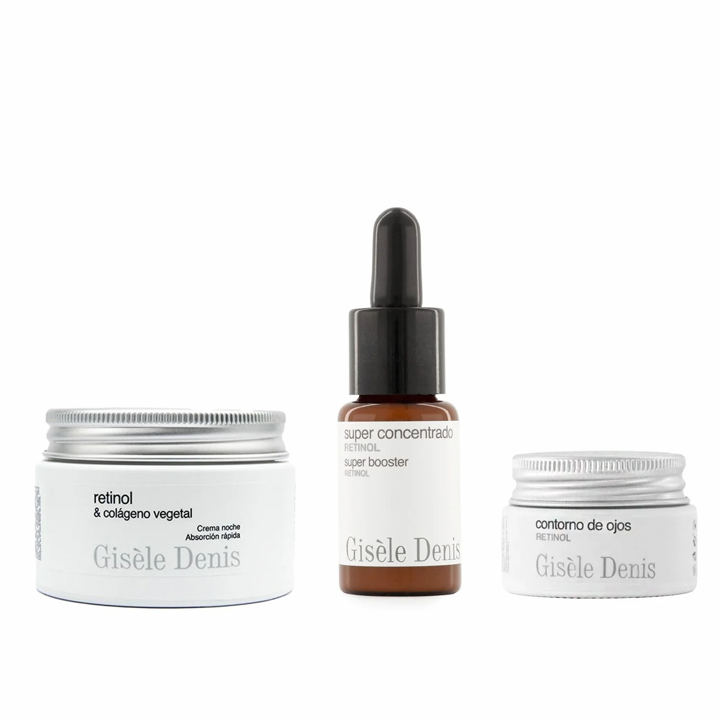 GISÈLE DENIS - Tratamiento Antimanchas Facial (Crema Facial Retinol y Colágeno Vegetal 50 ml + Contorno de Ojos 15 ml + Super Concentrado Facial 15 ml) para Todo Tipo de Piel, Fórmula Vegana