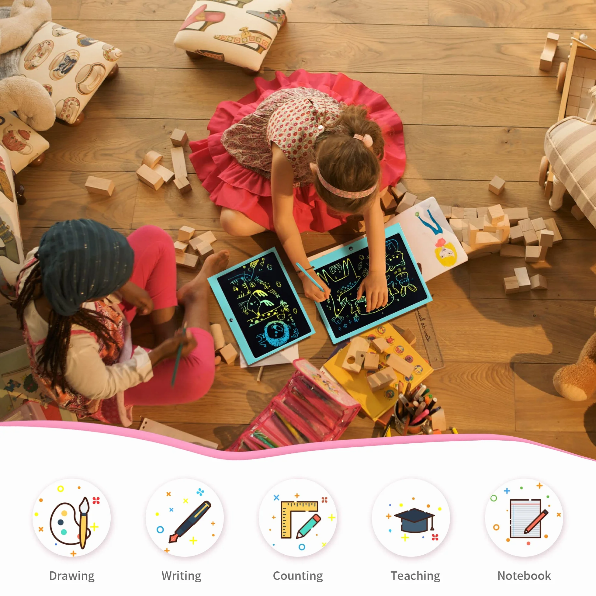 Tableta de Escritura LCD 15 Pulgadas para Niños, Juguete de Dibujo Colorido Reutilizable