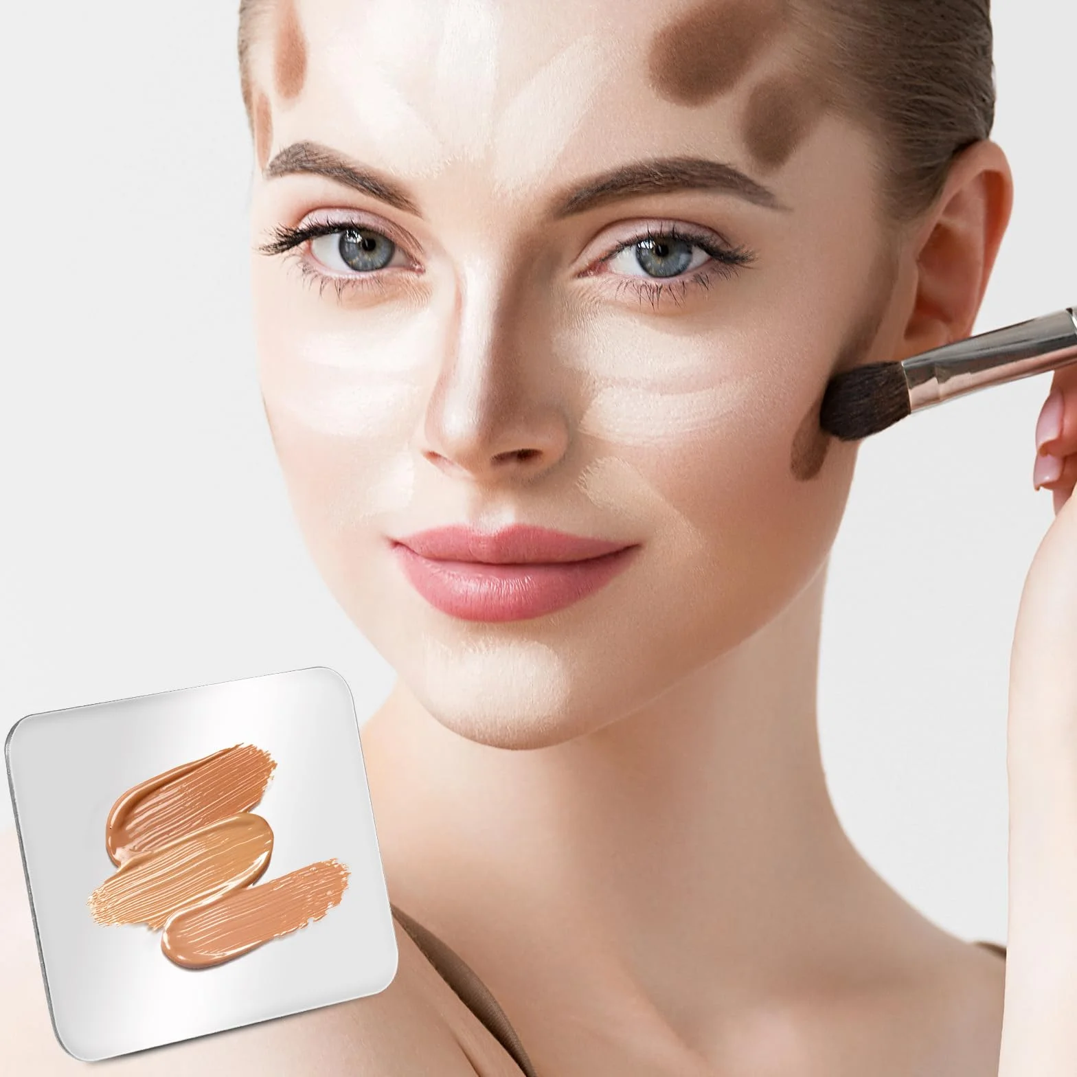 Paleta de mezcla de maquillaje de acero inoxidable para arte de uñas