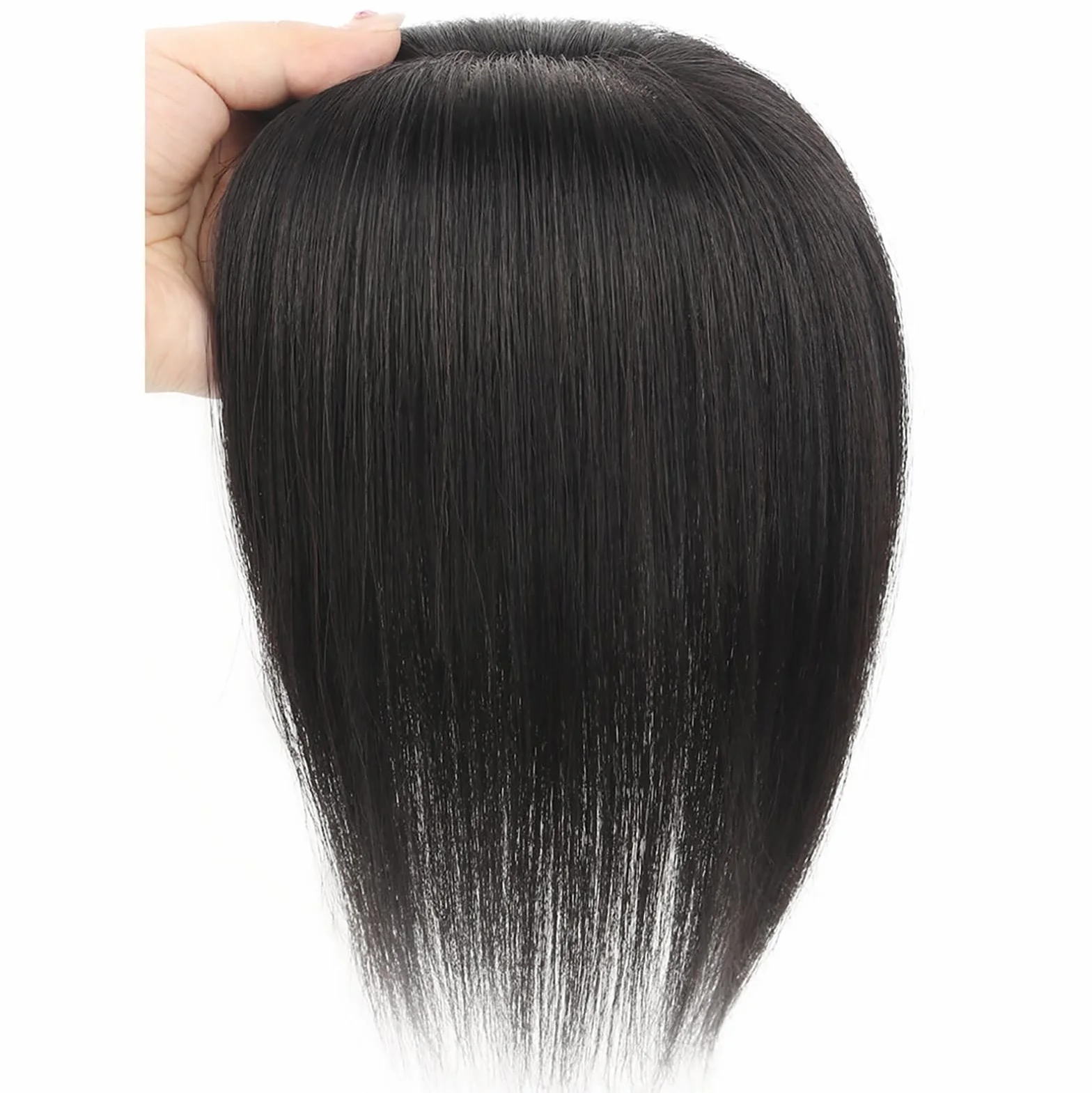 Toppers De Cabello for Cabello Fino Pelucas Humano Real for Mujeres Postizos Con Clip De 3" X 4" Tupé Negro Natural Extensiones De Cabello Con Cobertura 3D De 360° for Caída Del Cabello(32cm)