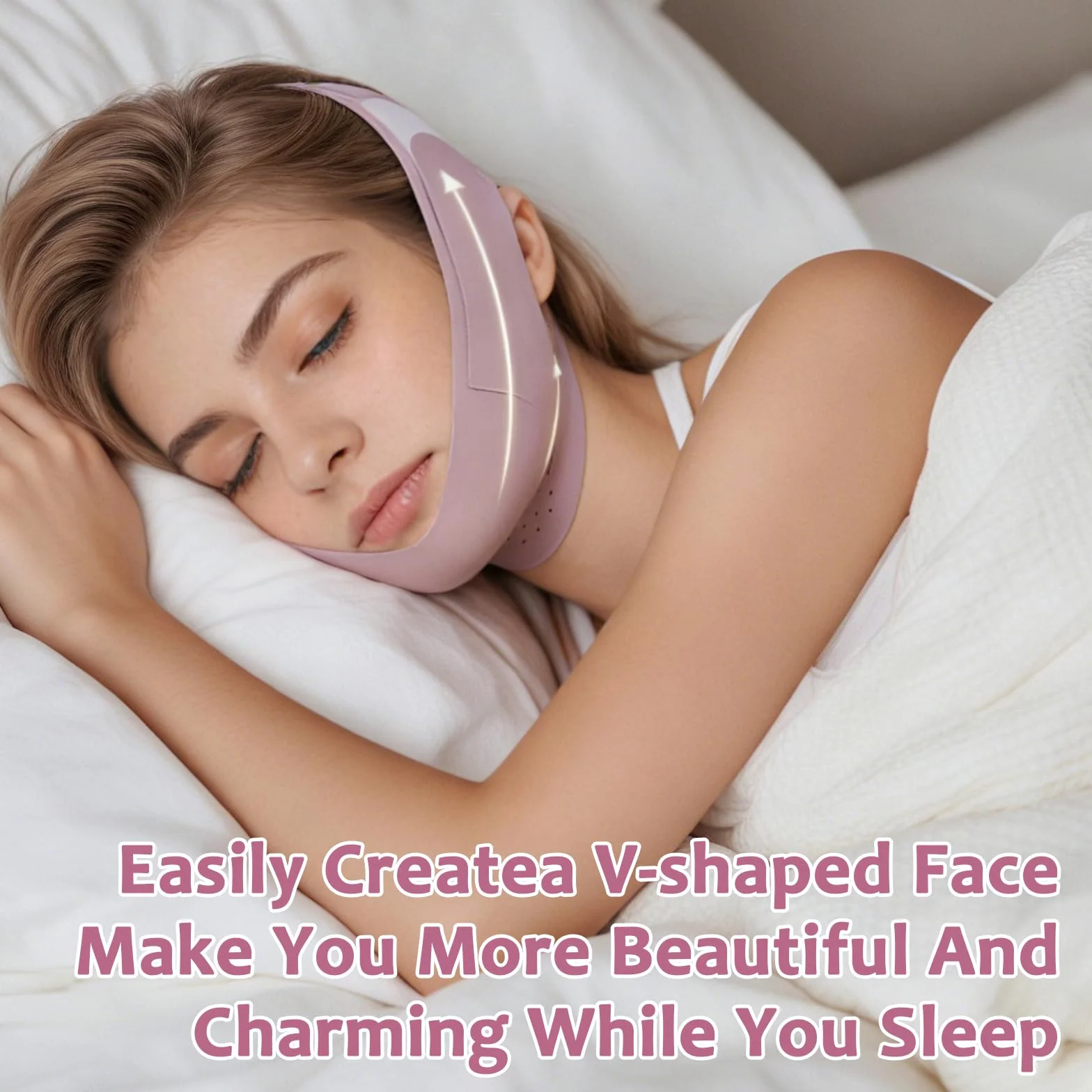 Banda Facial Para Lifting Reafirmante Mentonera Papada Reutilizable Contorno Mandíbula Mejorar Elasticidad Piel Negro Morado 2 Piezas