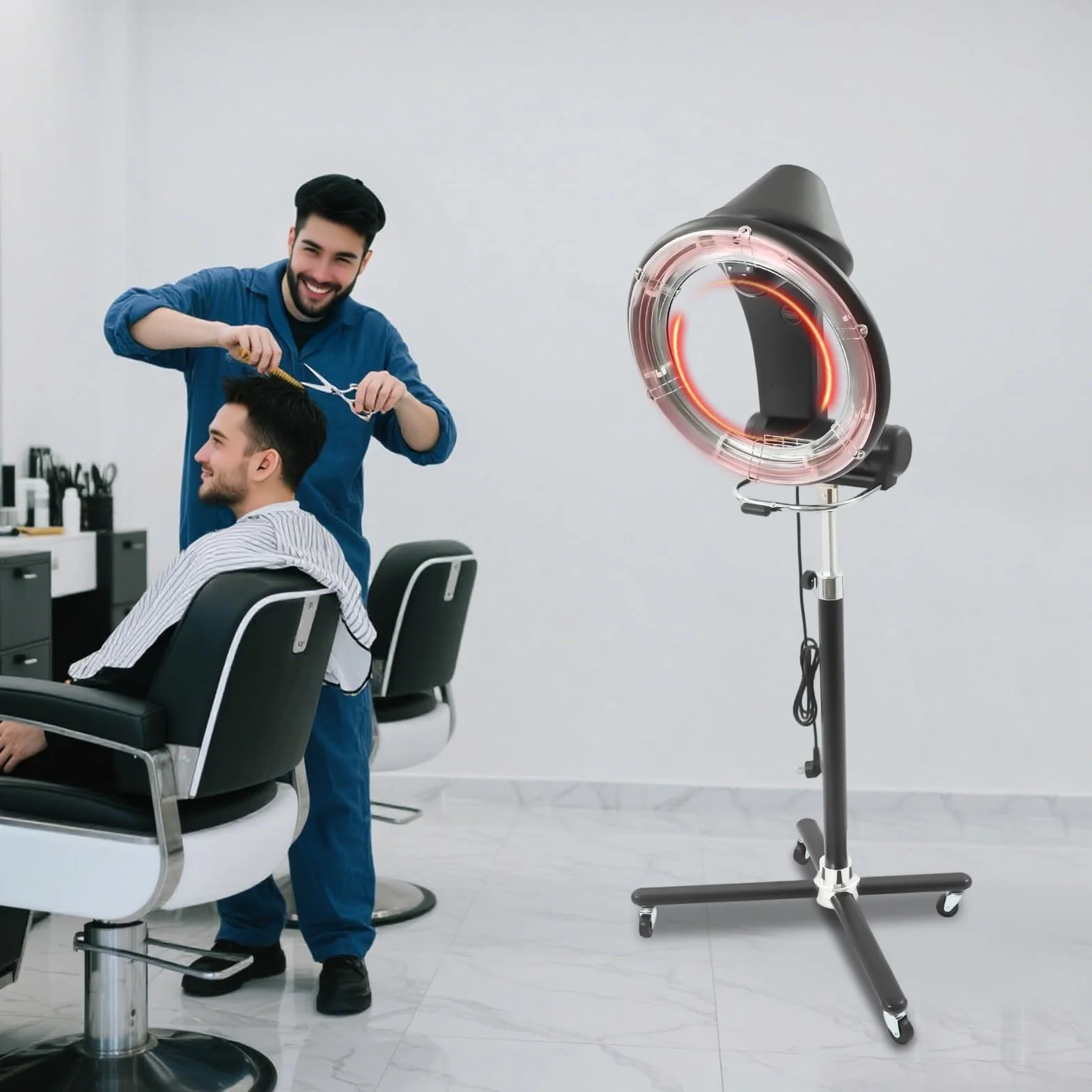 Campanas secas para cabello 950 W vaporizador profesional 4 ruedas 6 modos altura ajustable 134-173 cm