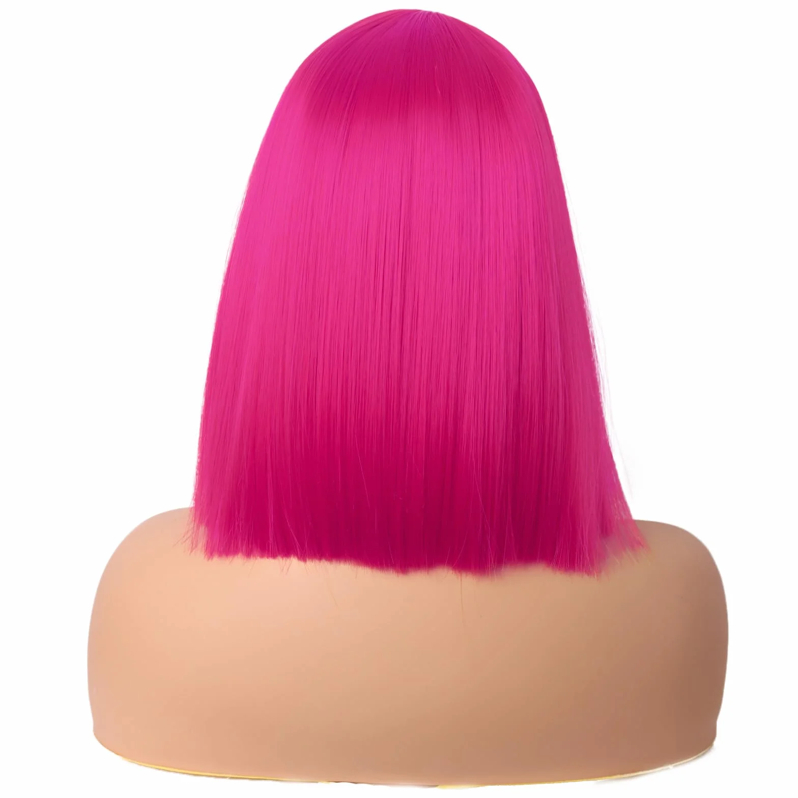 MapofBeauty 30 cm Lacio Bob Peluca Flat Flequillo Corto Colorido Sintética Cabello Cosplay Fiesta Rosa Caliente