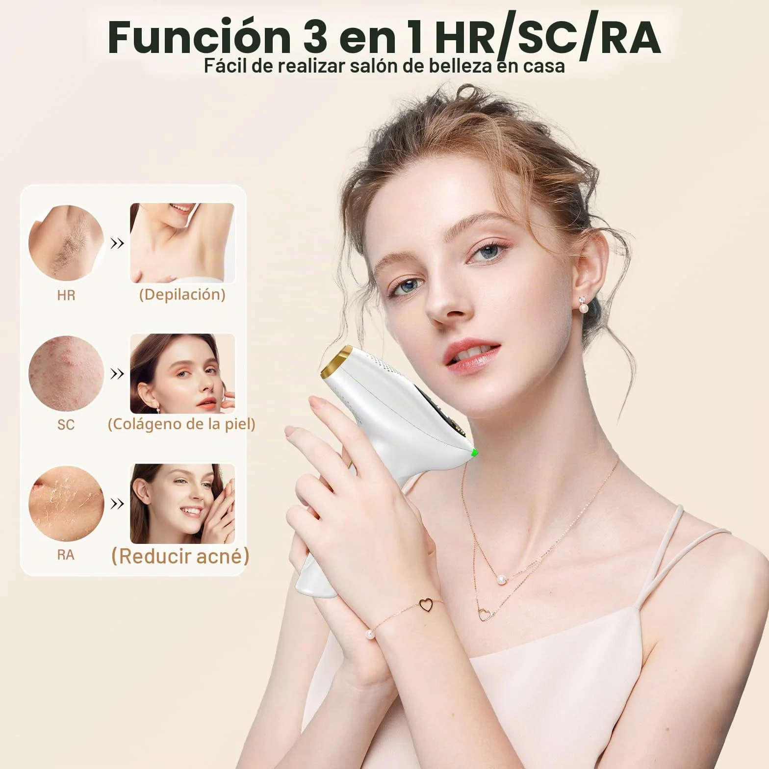 NIKYJM Depiladora IPL luz pulsada con enfriamiento 9 velocidades HR/SC/RA para mujer hombre cuerpo axilas Blanco